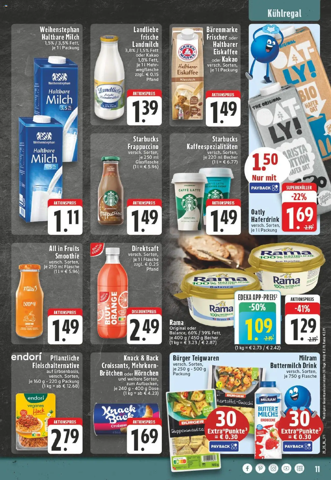 Edeka prospekt Ostbevern	 - gültig ab dem 15.06.2025 | Seite: 11 | Produkte: Milch, Haltbare milch, Oatly, Pasta