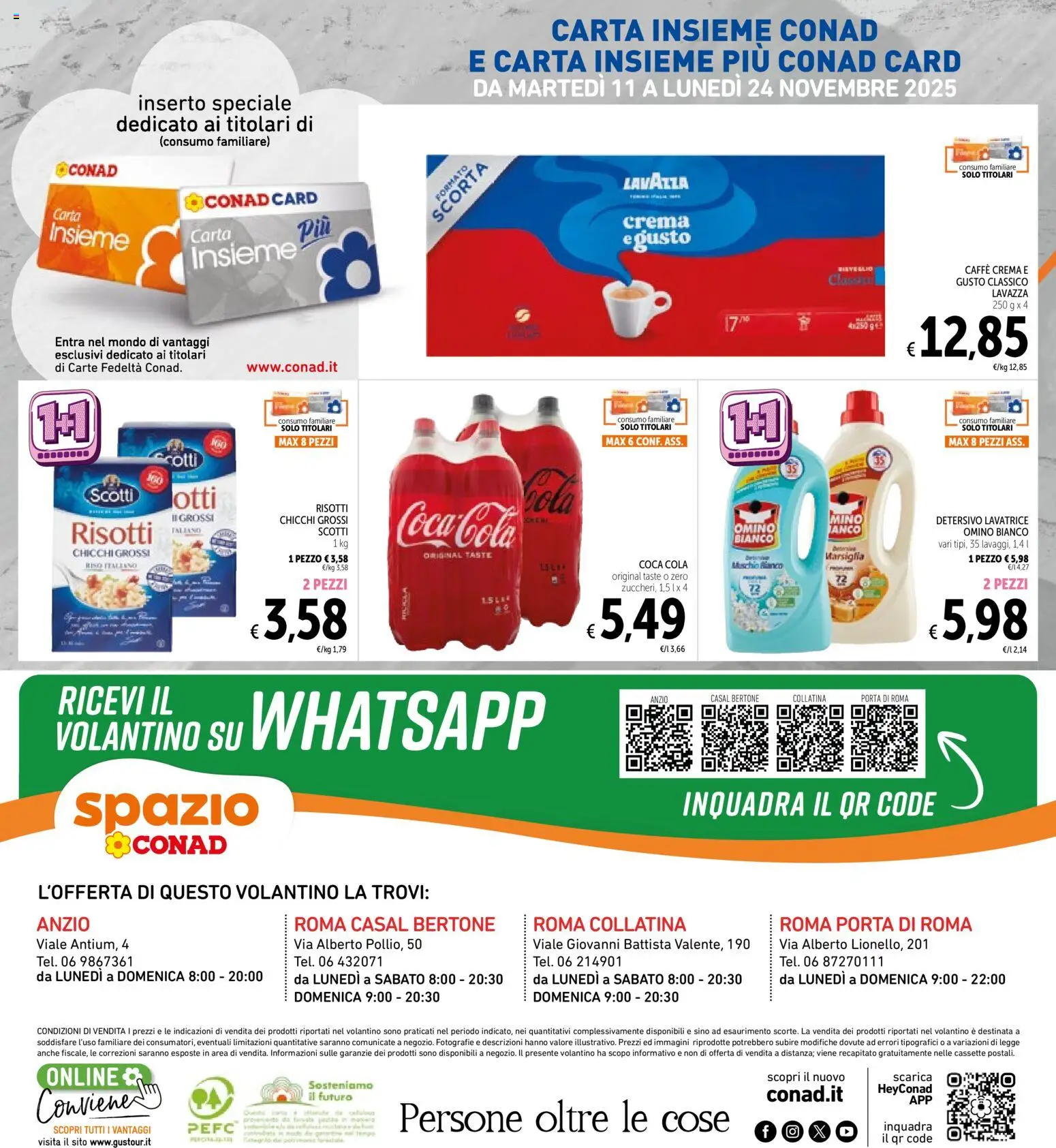 Volantino Spazio Conad del 11.11.2025 | Pagina: 32 | Prodotti: Riso, Lavatrice, Lavazza, Coca Cola