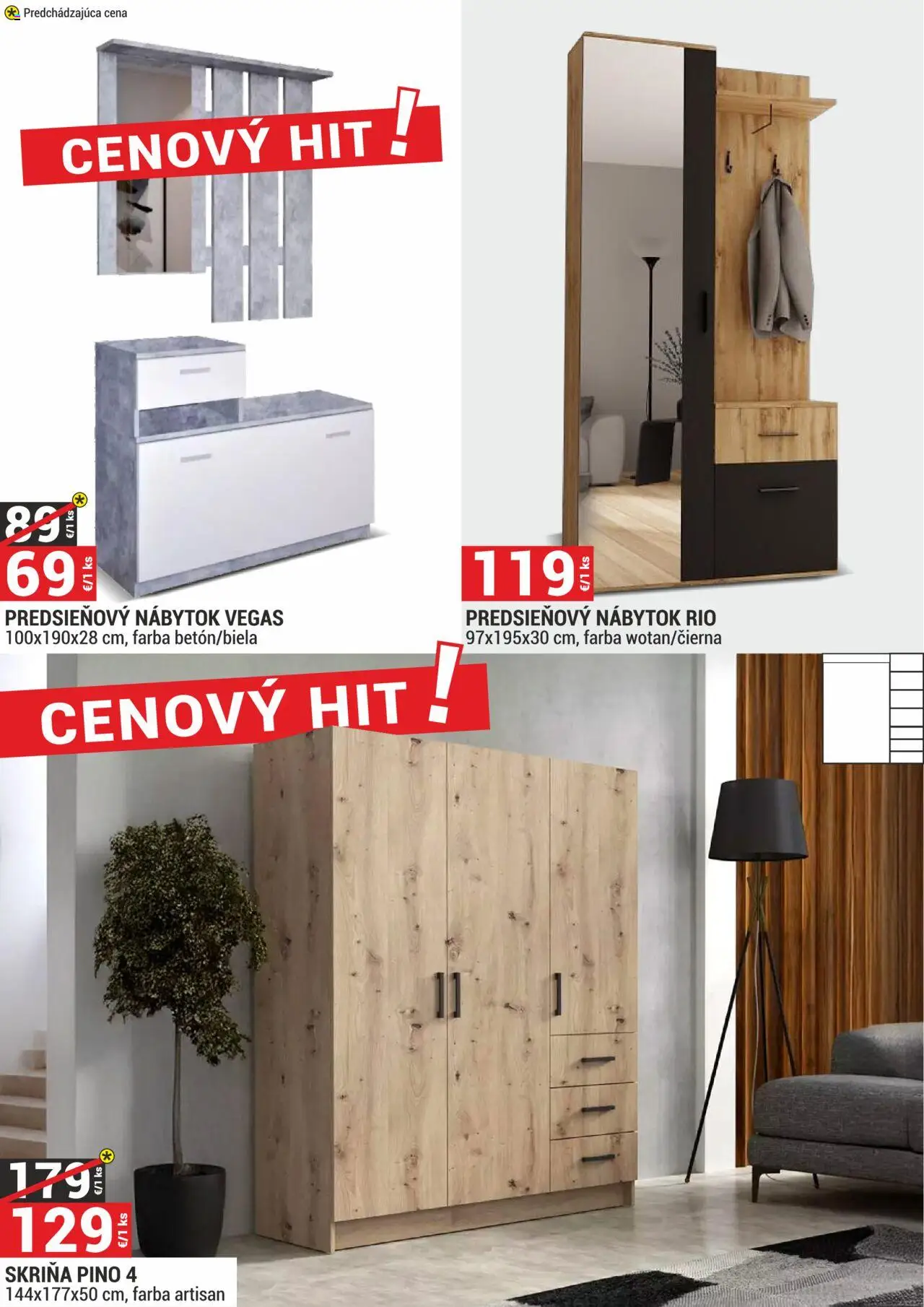 Merkury Market nábytok, sedačky, matrace │ platný od 01.08.2025 | Strana: 14 | Produkty: Nábytok, Skriňa, Predsieňový nábytok