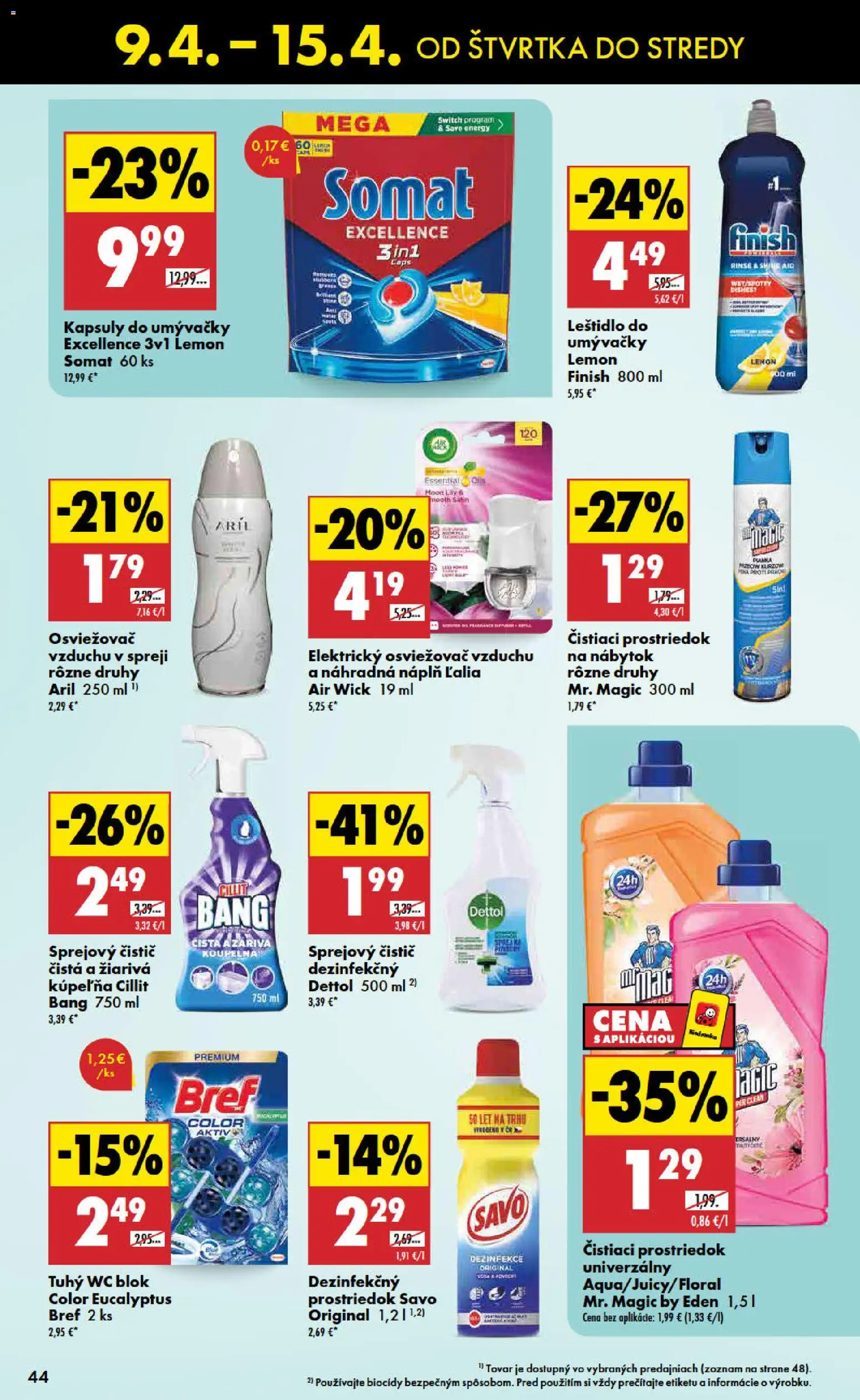 Nové Biedronka akcie – leták je platný od 09.04.2026 | Strana: 44 | Produkty: Nábytok, Osviežovač vzduchu, Wc blok, Dettol