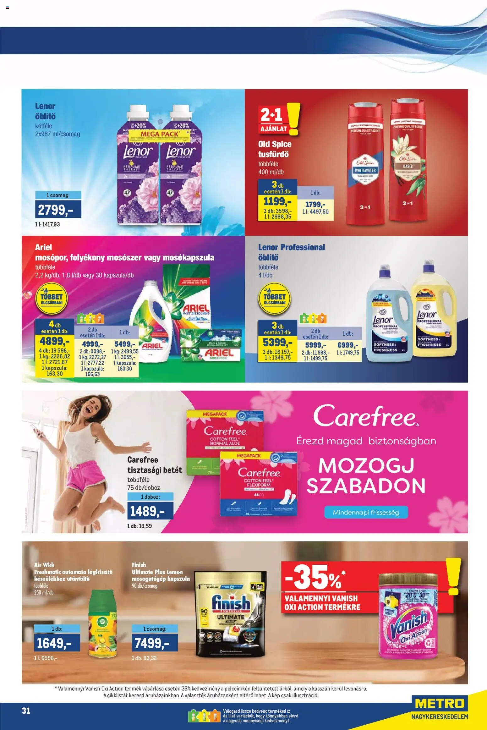 Metro akciós ujság - amely érvényes a következő dátumtól: 02.05.2026 | Oldal: 31 | Termékek: Ariel, Old spice, Doboz, Mosószer