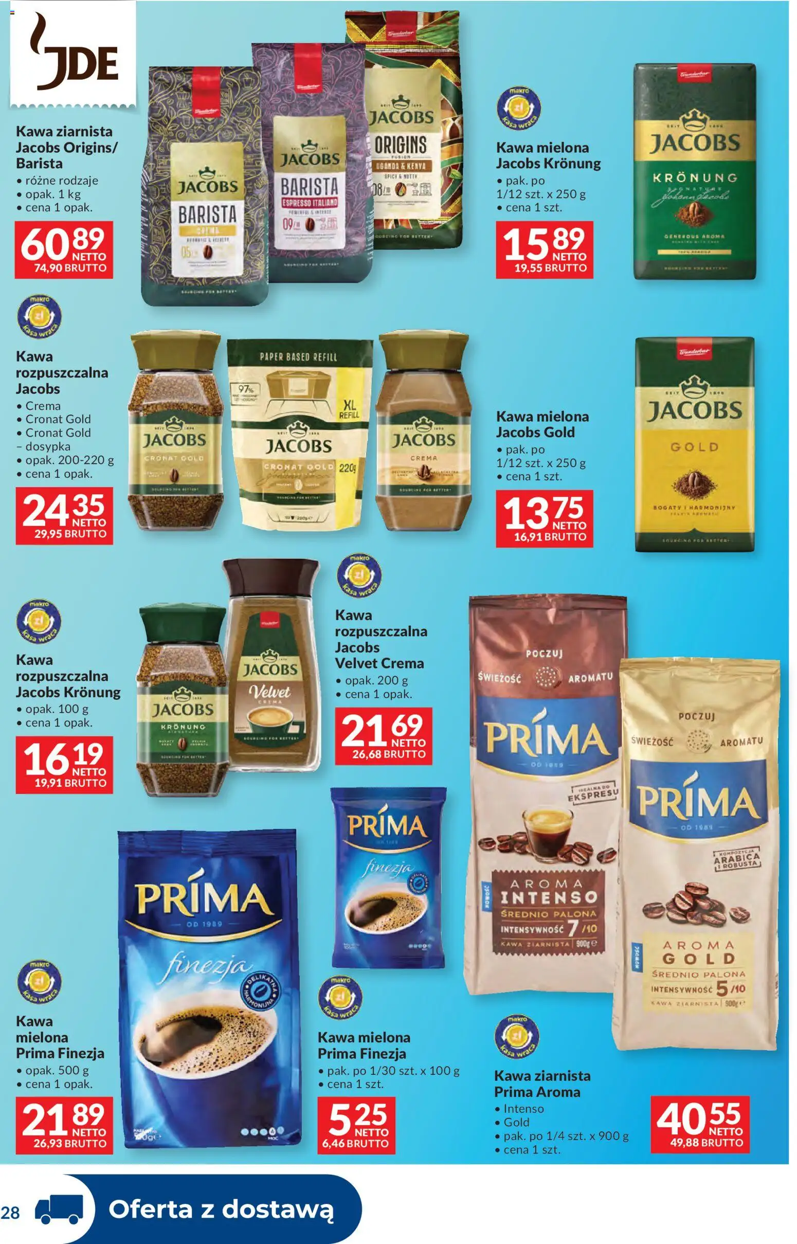 Makro Gazetka - Dystrybucja do sklepów od 03.02.2026 | Strona: 28 | Produkty: Kawa jacobs, Kawa mielona Prima, Kawa ziarnista, Kawa