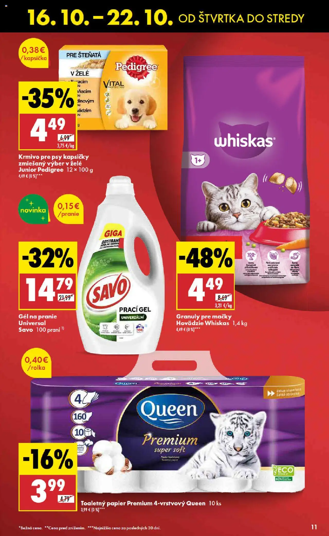 Nové Biedronka akcie – leták je platný od 16.10.2025 | Strana: 11 | Produkty: Savo, Toaletný papier, Whiskas