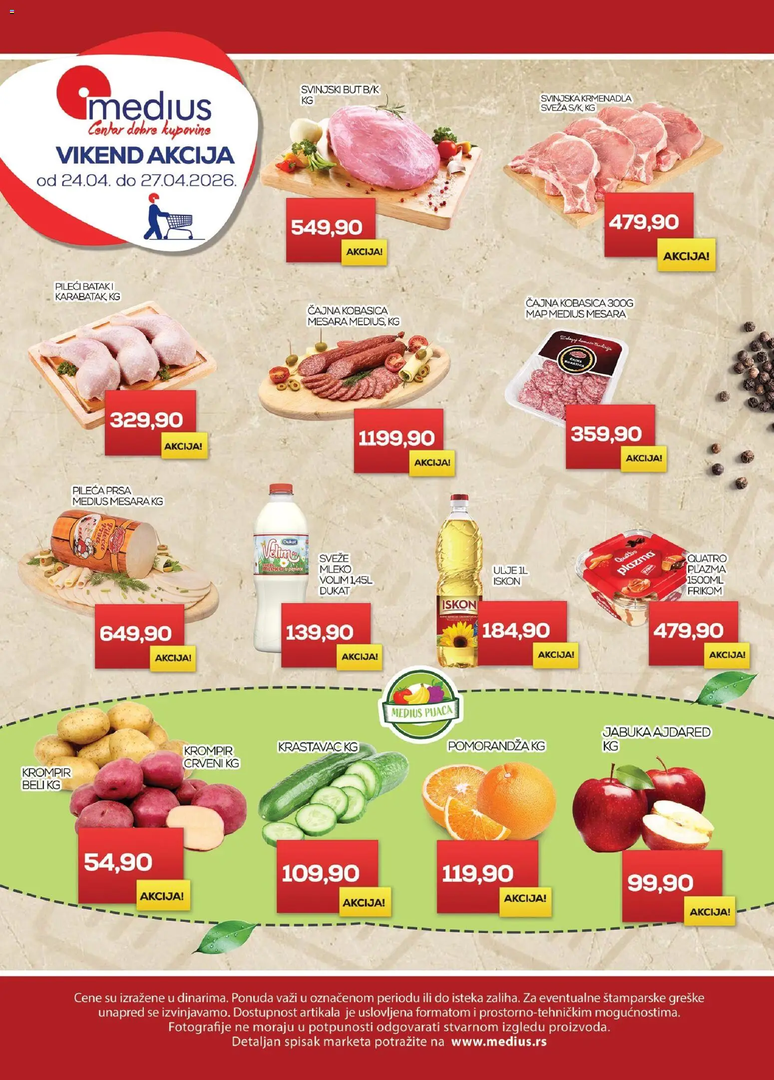 Medius katalog - važi od 24.04.2026 | Strana: 1 | Proizvode: Plazma, Krmenadla, Svinjski but, Kobasica