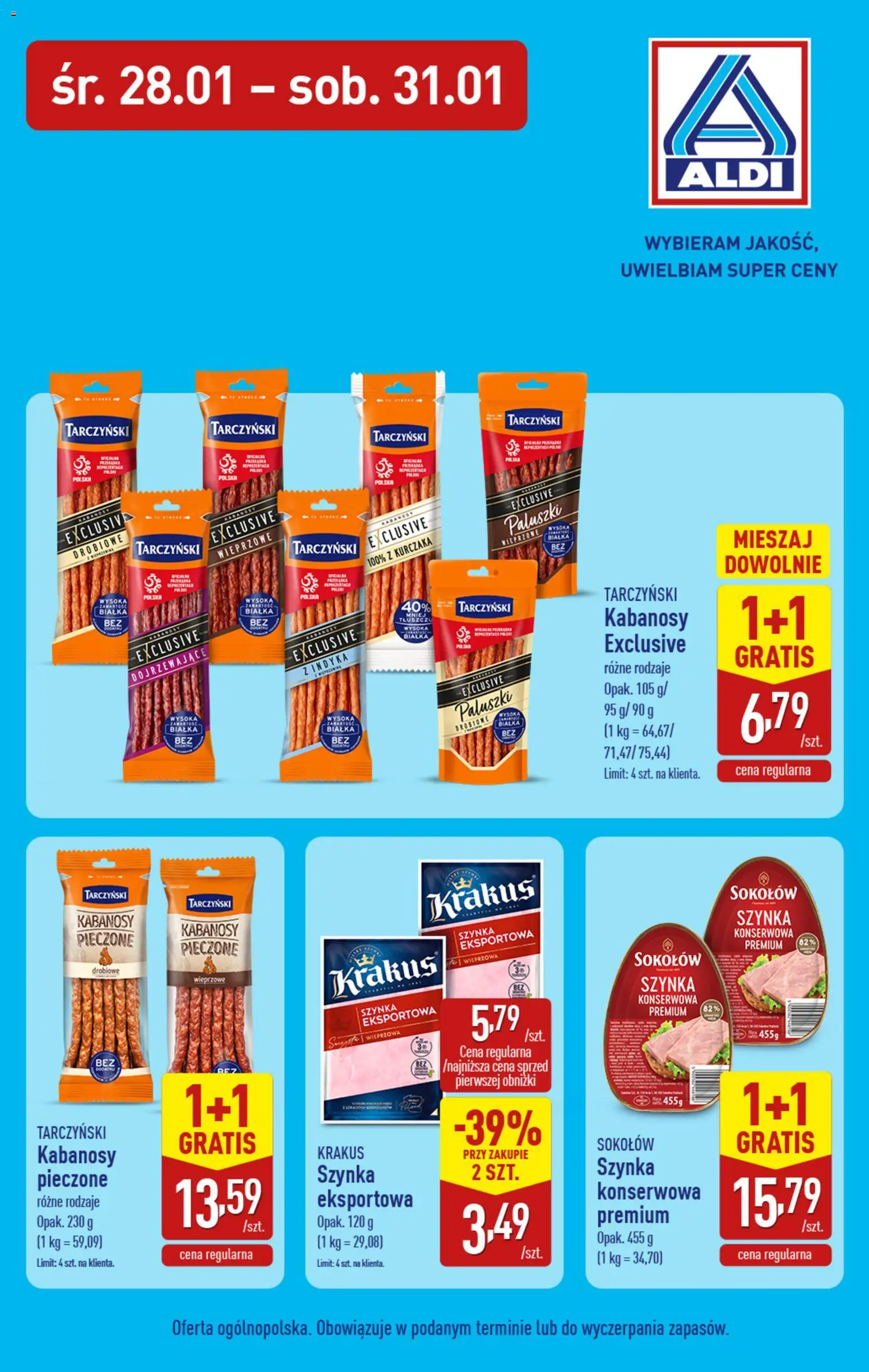 Aldi Gazetka - Środa/Sobota od 28.01.2026 | Strona: 2 | Produkty: Kabanosy, Szynka, Paluszki