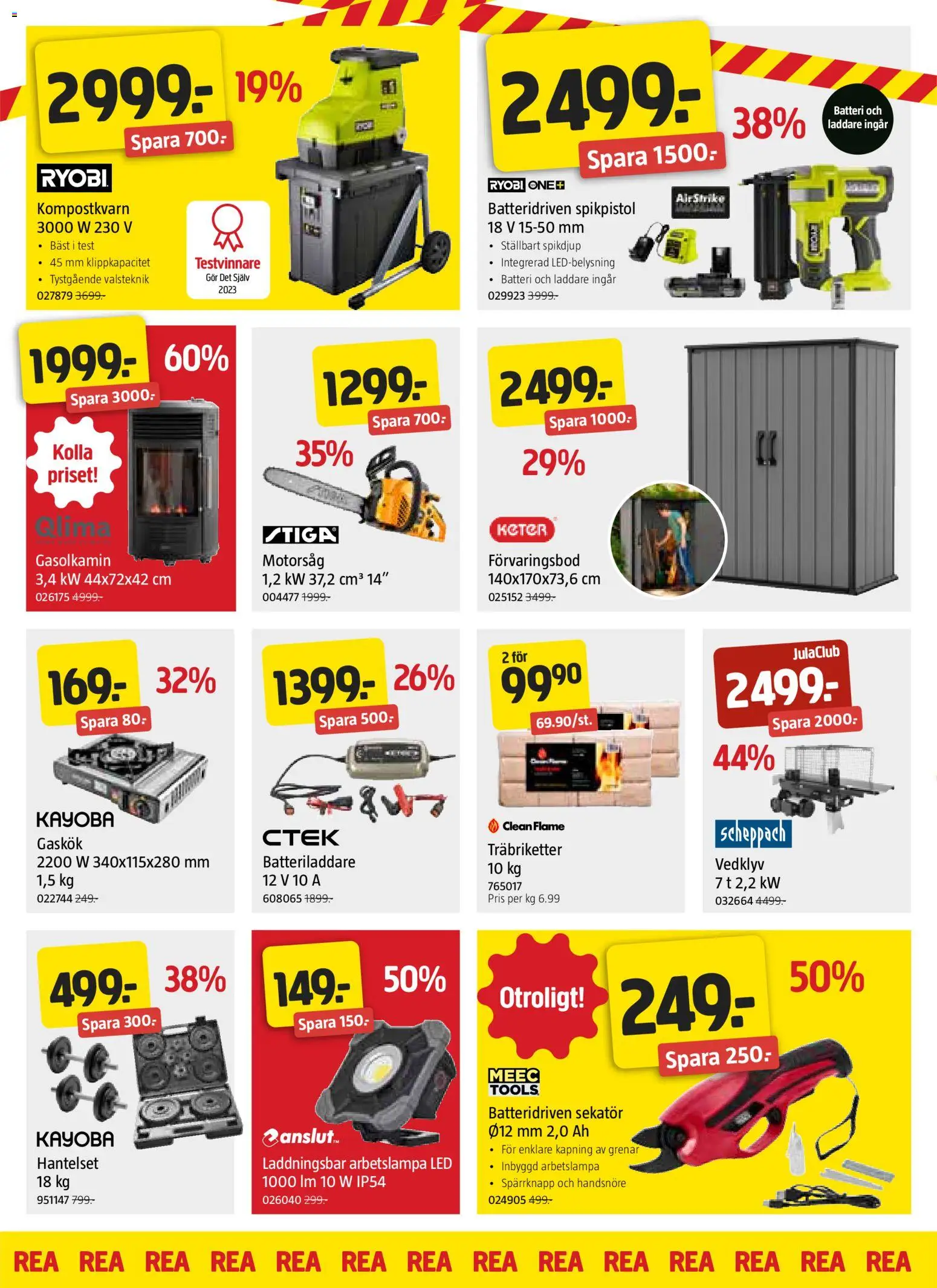 Jula reklamblad aktuell från 12.02.2026 | Sida: 4 | Produkter: Sekatör, Vedklyv, Batteri, Laddare