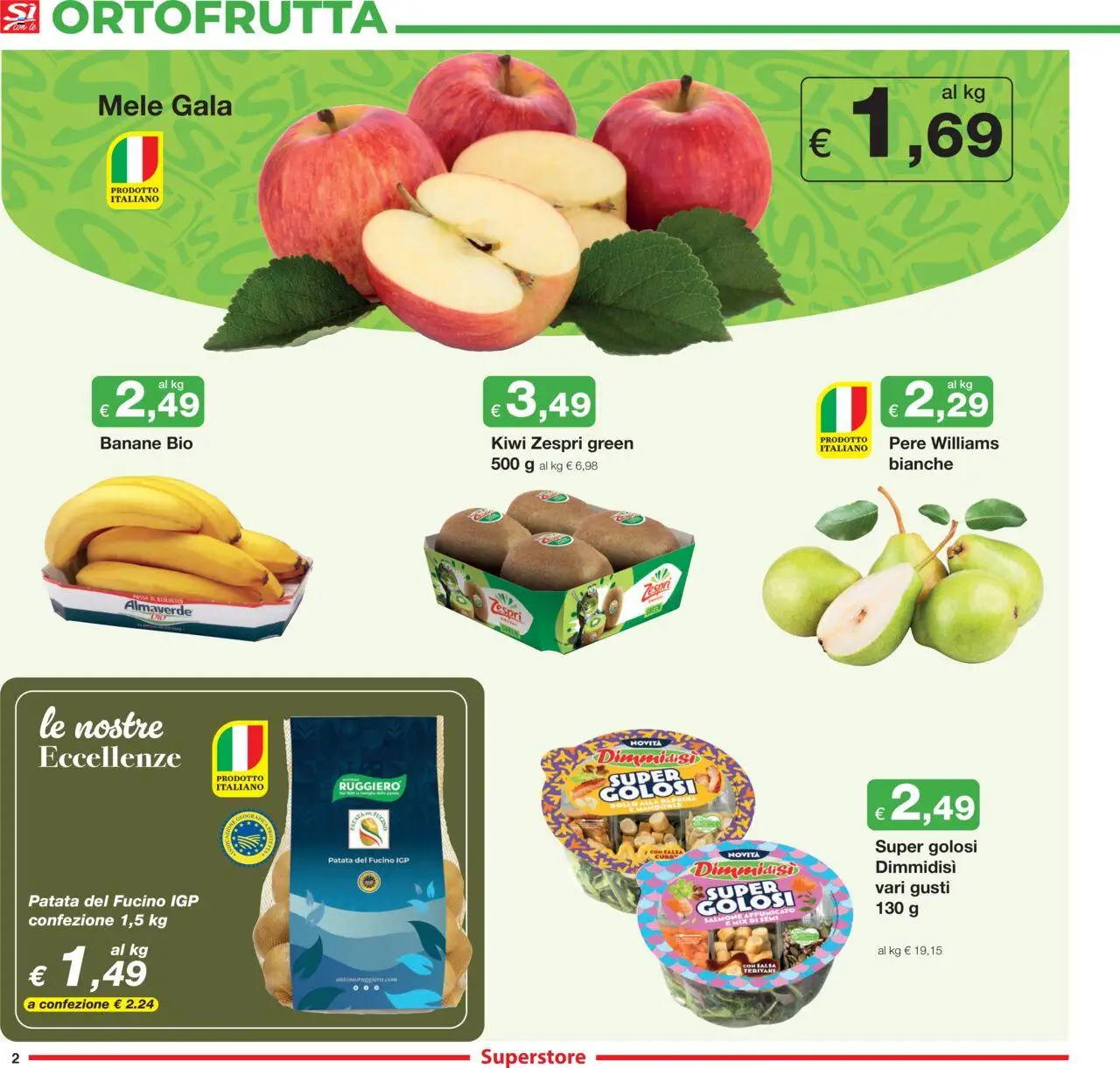 Volantino Sì con Te del 04.09.2025 | Pagina: 2 | Prodotti: Salmone affumicato, Mele, Kiwi, Mandorle
