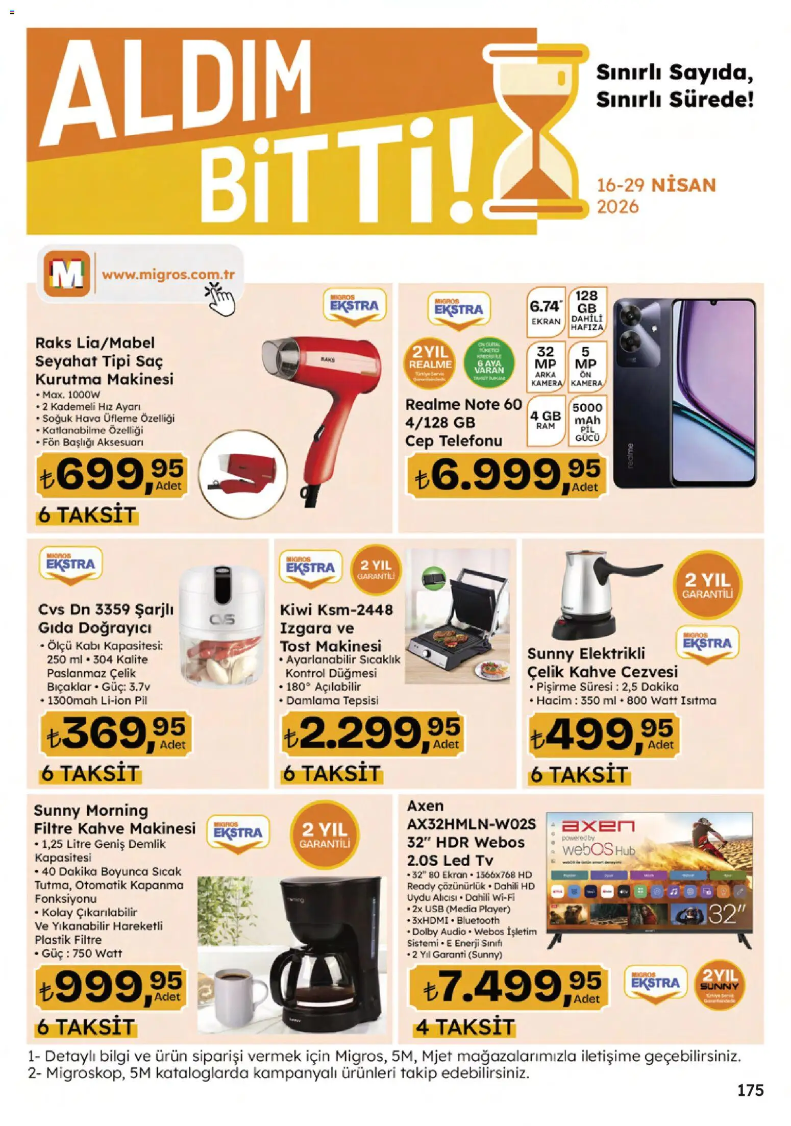 Migros Katalog - 5M Migroskop Dijital - 16.04.2026 tarihinden itibaren geçerlidir | Sayfa: 175 | Ürünler: Tost makinesi, Kahve, Kamera, Kahve makinesi