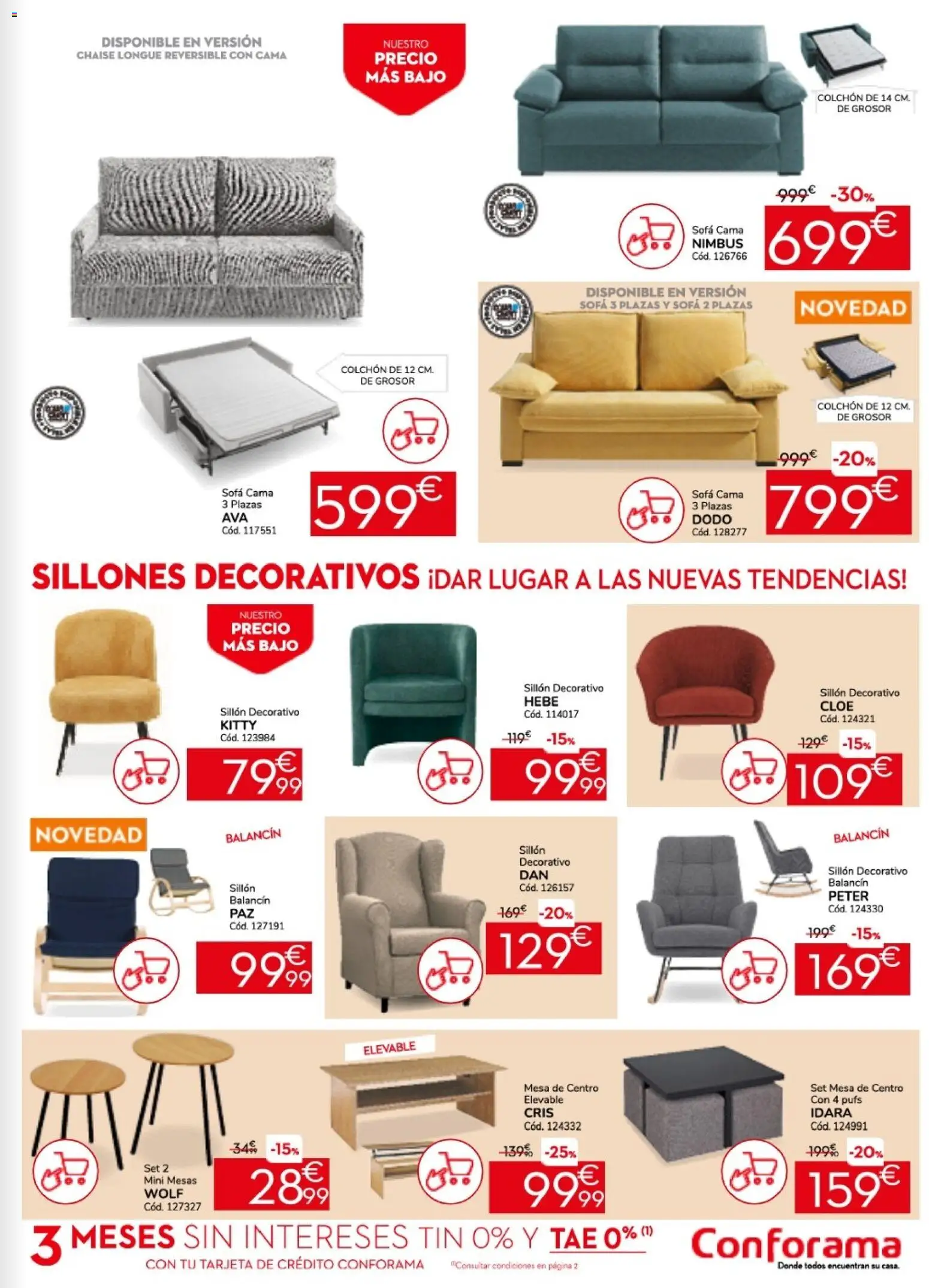 Conforama folleto │ válido desde el 26.02.2026 | Página: 7 | Productos: Colchon, Sofá cama, Sofá, Mesa