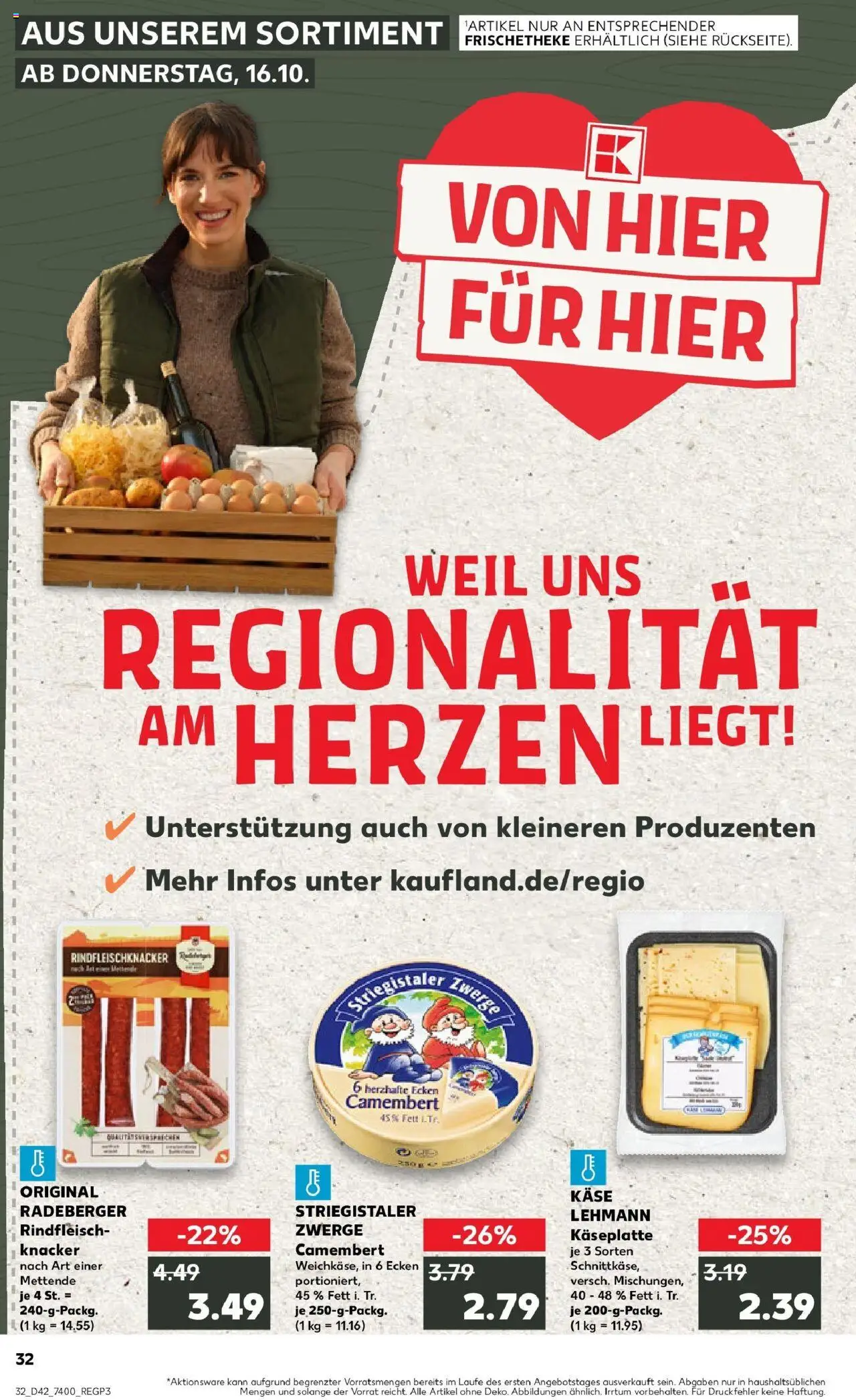 Kaufland prospekt Chemnitz	 – gültig ab 19.10.2025 | Seite: 32 | Produkte: Käse, Rindfleisch