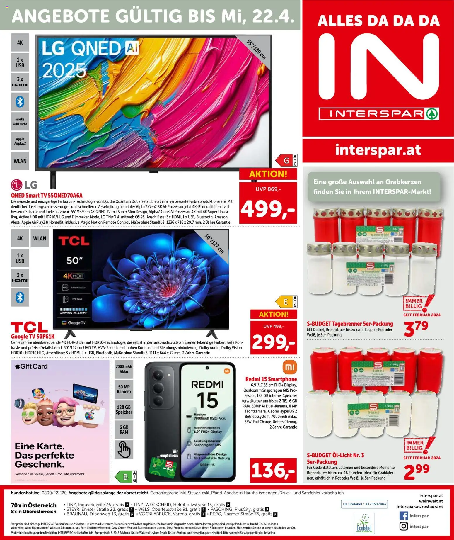 Interspar Flugblatt - Oberösterreich gültig ab 31.03.2026 | Seite: 21 | Produkte: Marhalábszár, TV, Kamera, Apple