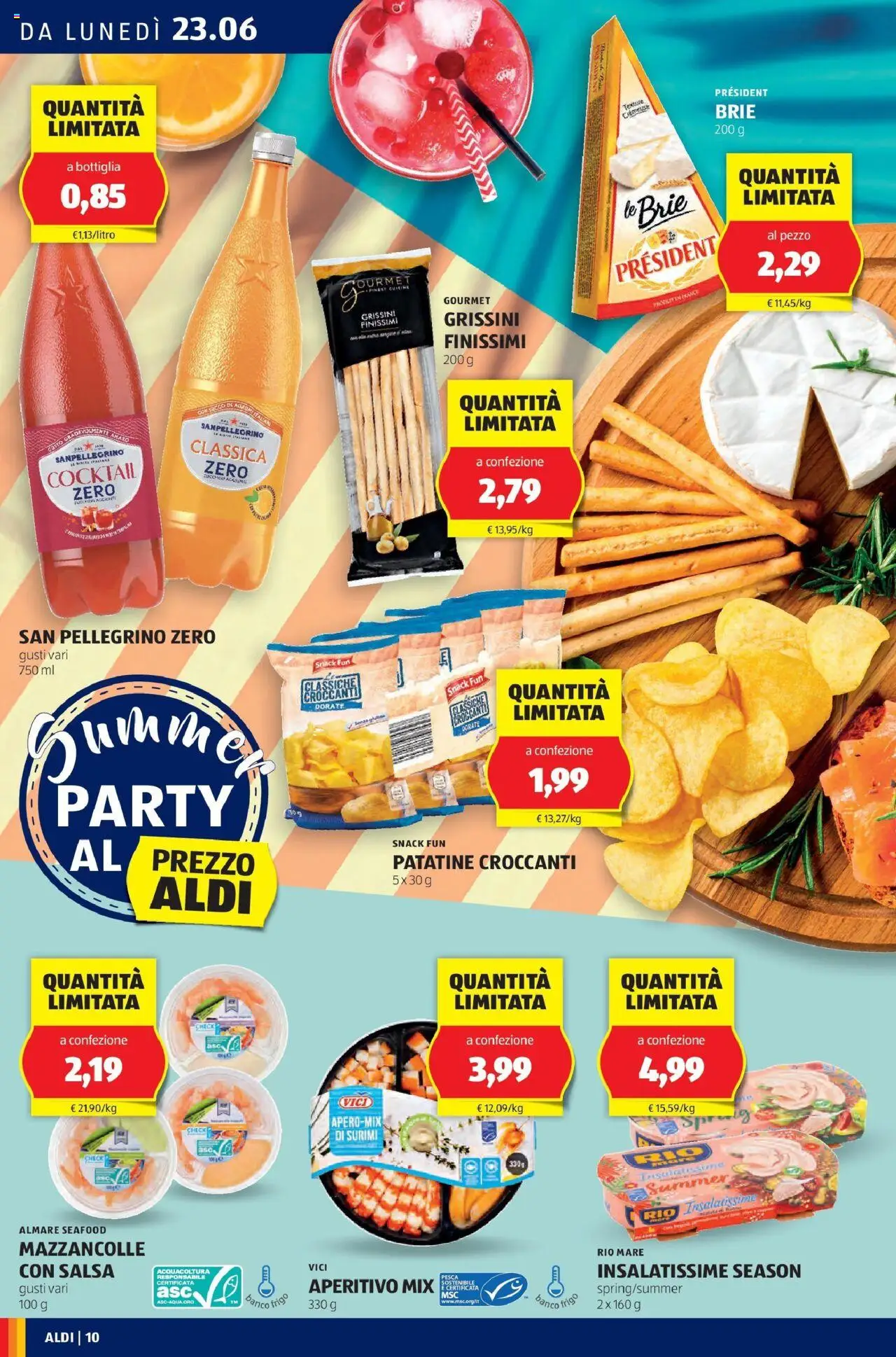 Volantino Aldi del 22.06.2025 | Pagina: 10 | Prodotti: Surimi, Grissini, Amaro, Aperitivo