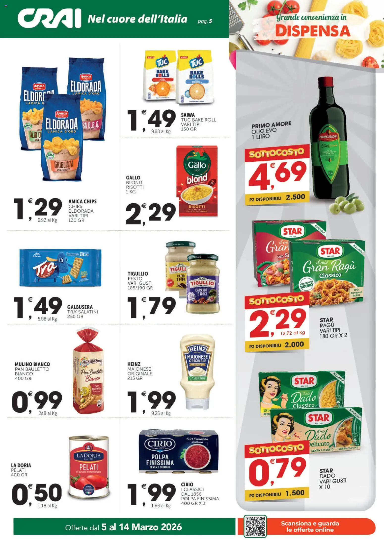 Volantino CRAI del 05.03.2026 | Pagina: 5 | Prodotti: Succo, Carciofi, Pesto, Ragú