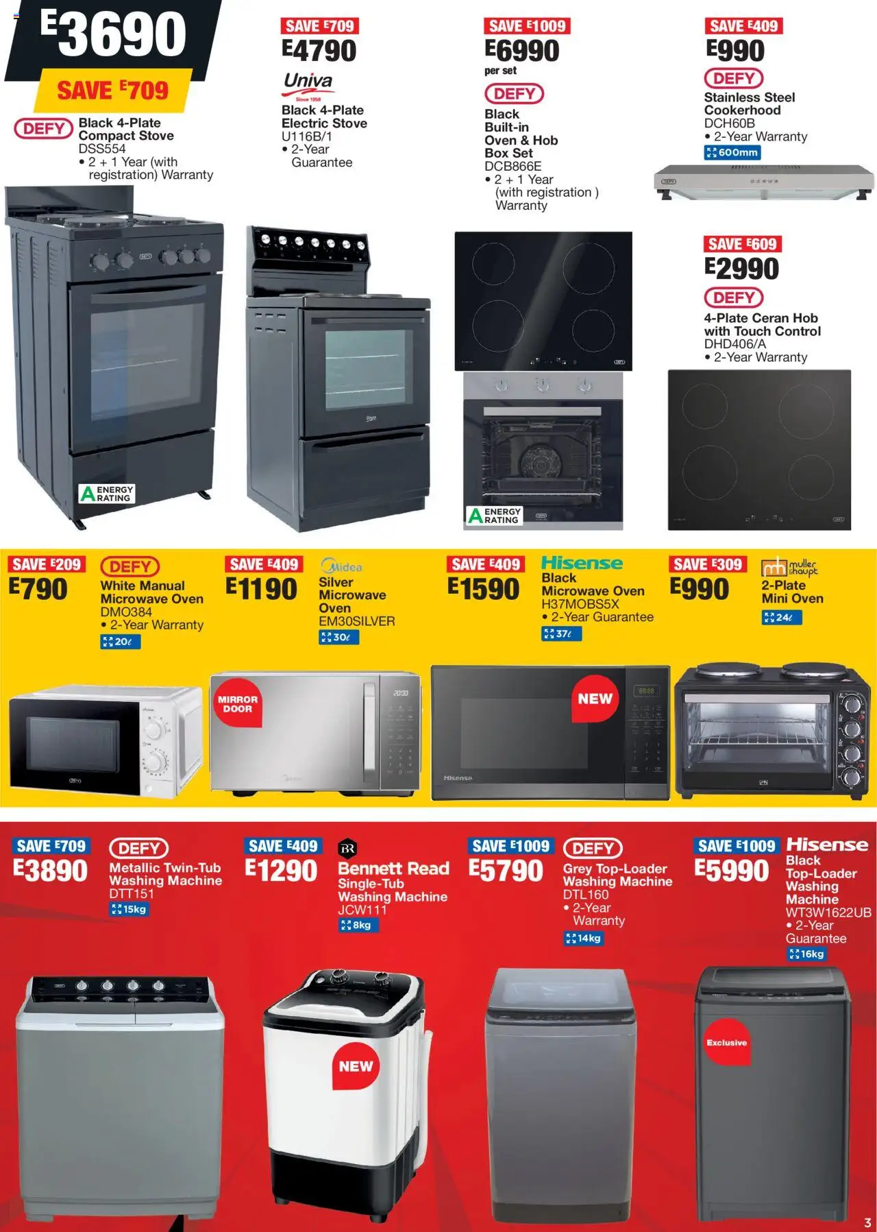 OK Furniture - Eswatini  Specials │ valid from 20.08.2025 | Page: 3 | Products: Oven, Stove, Mirror, Microwave