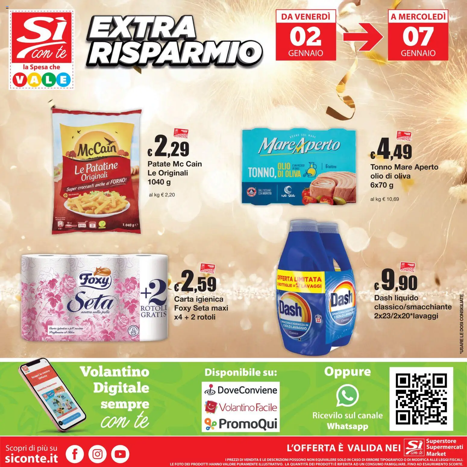 Volantino Sì con Te del 29.12.2025 | Pagina: 20 | Prodotti: Carta igienica, Olio, Tonno, Forno