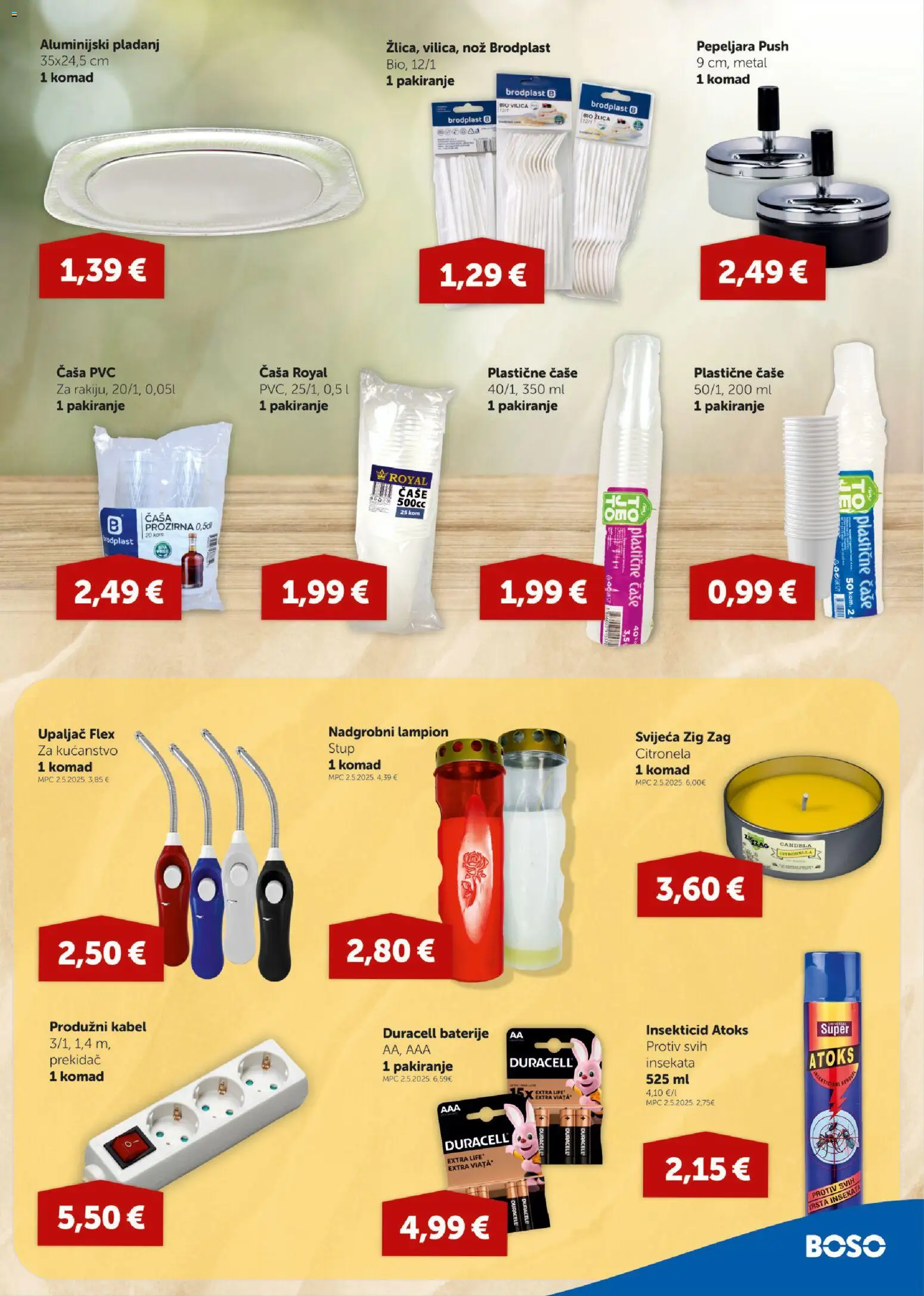 Boso katalog | vrijedi od 23.04.2026 | Stranica: 19 | Proizvodi: Čaše, Lampion, Baterije, Pladanj