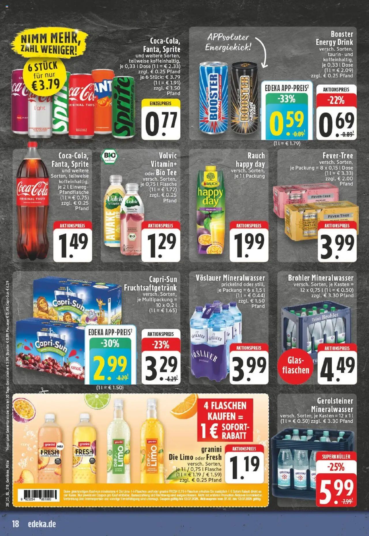 Edeka prospekt Dortmund	 - gültig ab dem 06.07.2025 | Seite: 18 | Produkte: Coca cola, Energy, Mineralwasser, Tee