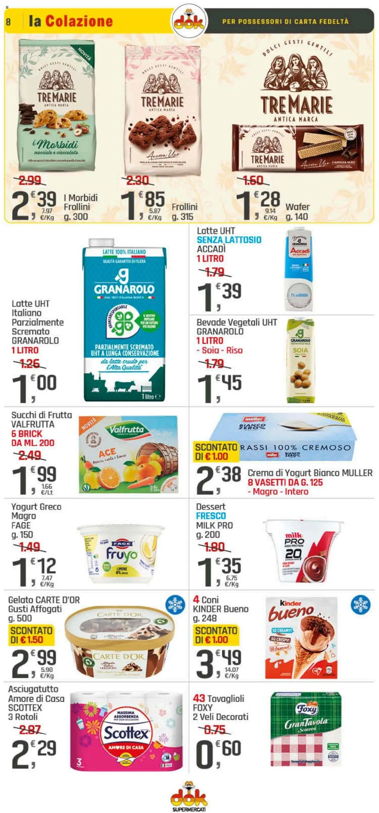 Volantino DOK del 25.09.2025 | Pagina: 8 | Prodotti: Yogurt greco, Cioccolato, Gelato, Frutta