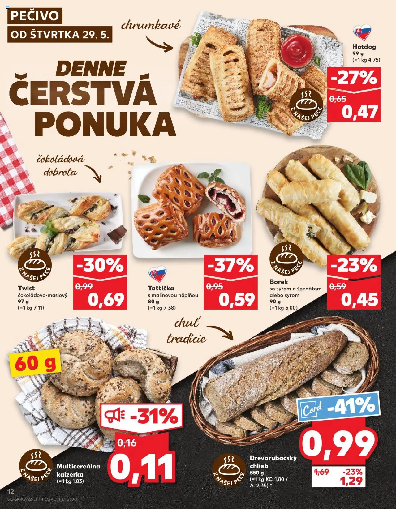 Nové Kaufland akcie – leták je platný od 29.05.2025 | Strana: 12 | Produkty: Chlieb