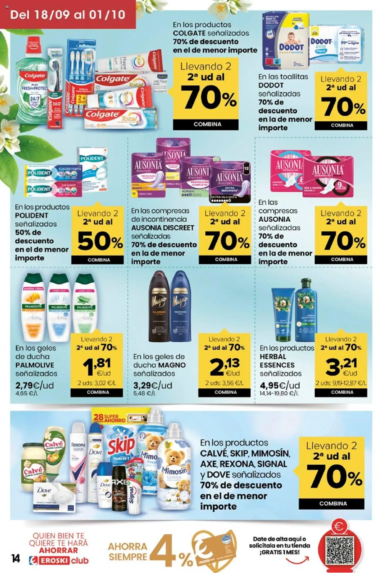 Eroski - Miramos por ti │ válido desde el 18.09.2025 | Página: 14 | Productos: Té, Γλυφιτζούρι, Ducha