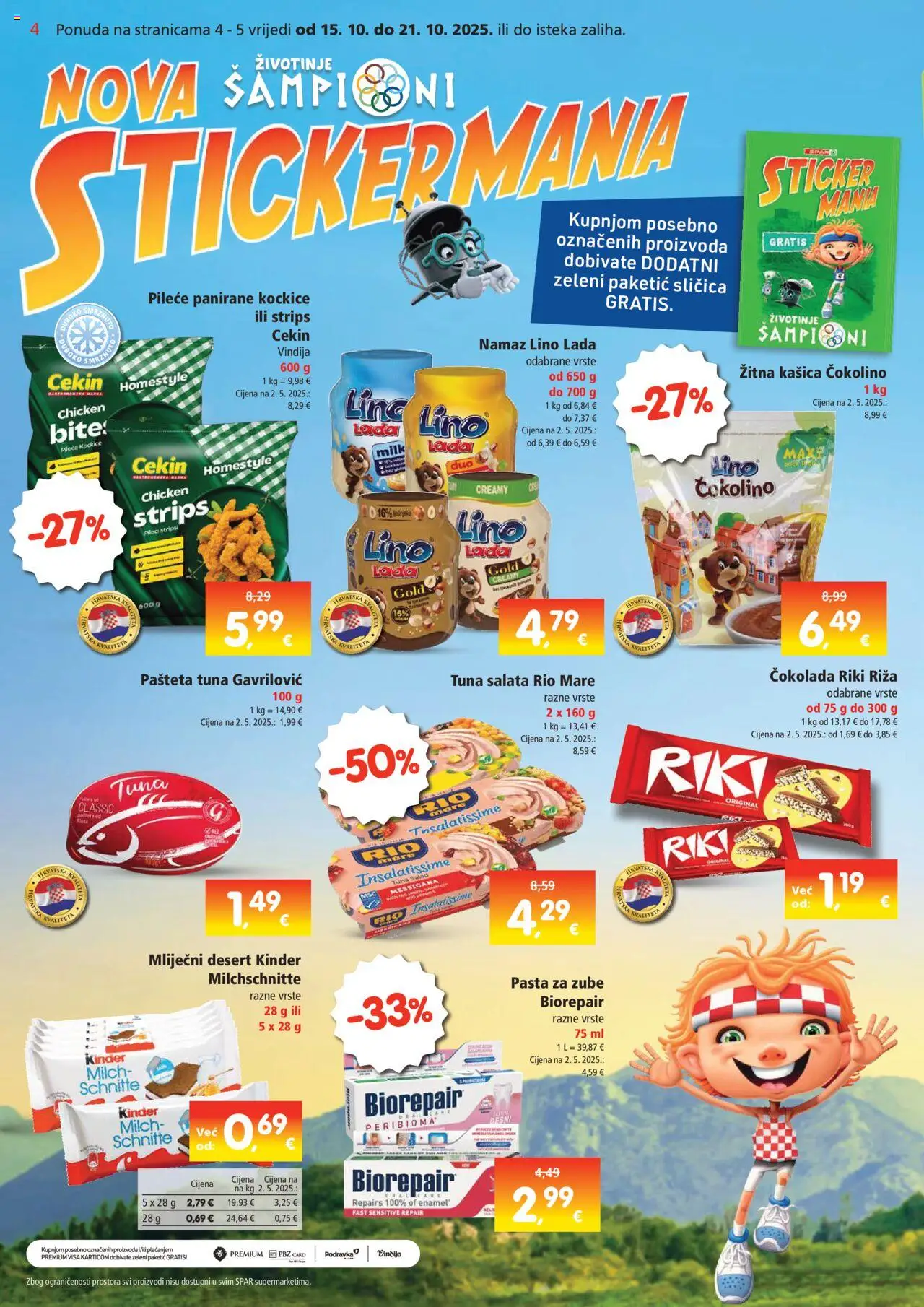 Spar katalog | vrijedi od 15.10.2025 | Stranica: 4 | Proizvodi: Vindija, Riža, Pasta, Tuna