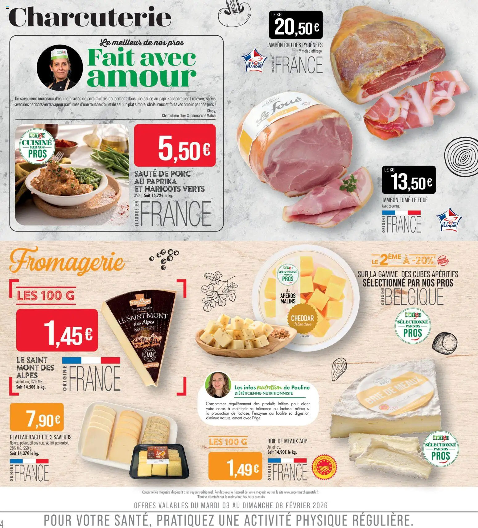 {H1} | Page: 4 | Produits: Sel, Sauté de porc, Lait, Jambon