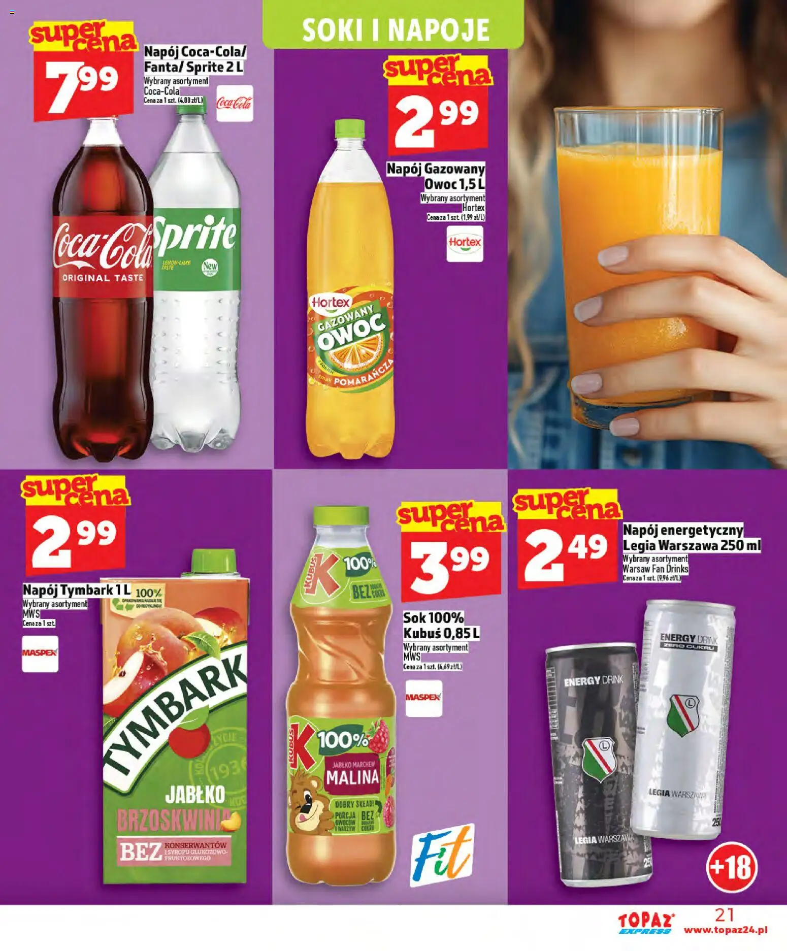 Topaz Gazetka - Express od 02.01.2026 | Strona: 21 | Produkty: Mak, Napoje, Sprite, Soki