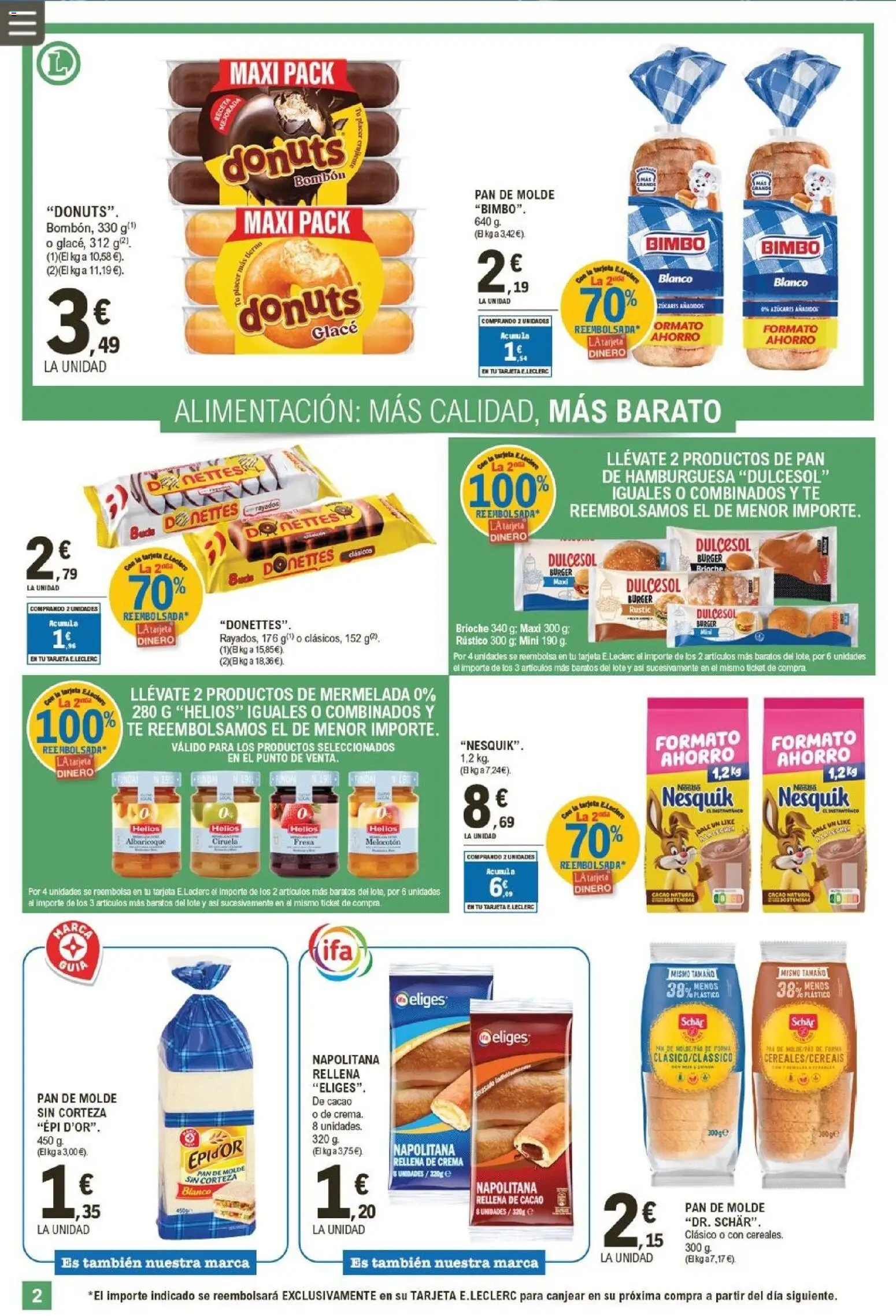E.Leclerc folleto │ válido desde el 07.01.2026 | Página: 2 | Productos: Crema, Té, Αποφλοιωτής σκόρδου, Donuts