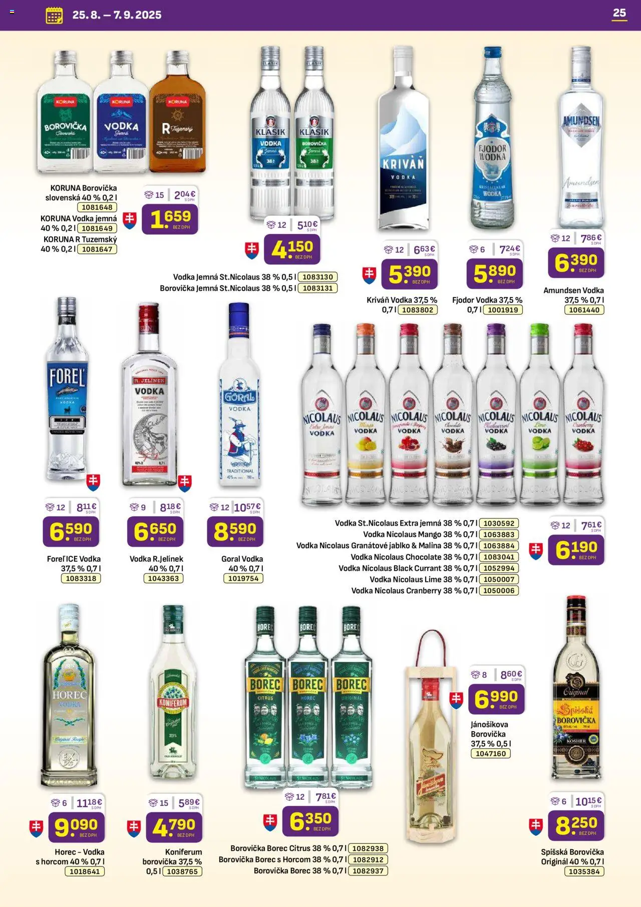 Libex leták │ platný od 25.08.2025 | Strana: 25 | Produkty: Borovička, Vodka, Mango, Amundsen vodka