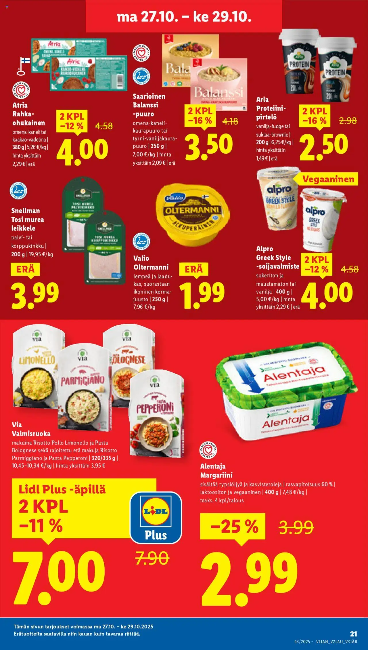 Lidl tarjoukset – voimassa 23.10.2025 alkaen | Sivu: 27 | Tuotteet: Margariini, Juusto, Pasta, Kerma
