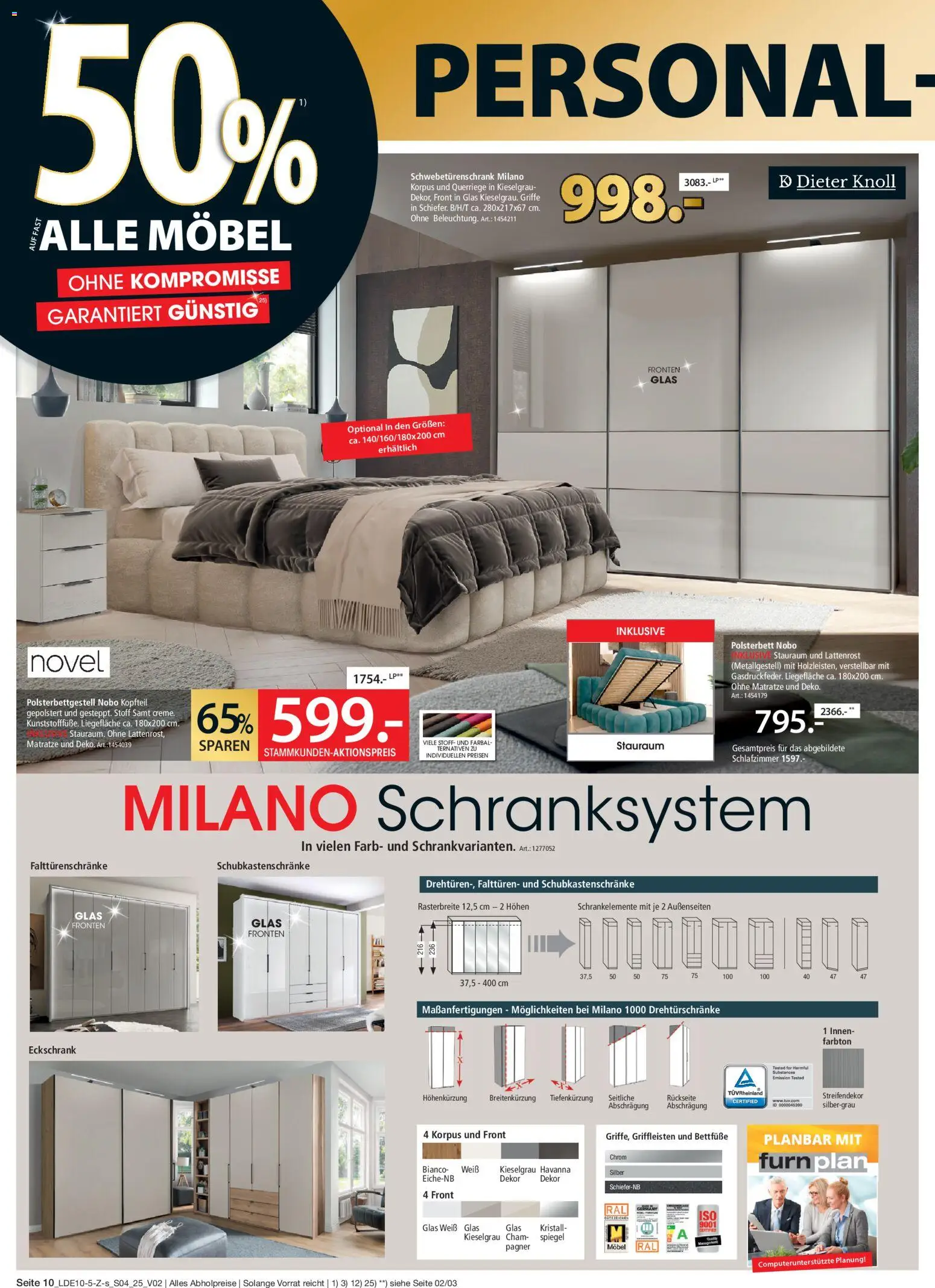 Zurbrüggen Personalrabatt für alle – gültig ab 03.11.2025 | Seite: 10 | Produkte: Lattenrost, Schwebetürenschrank, Polsterbett, Spiegel