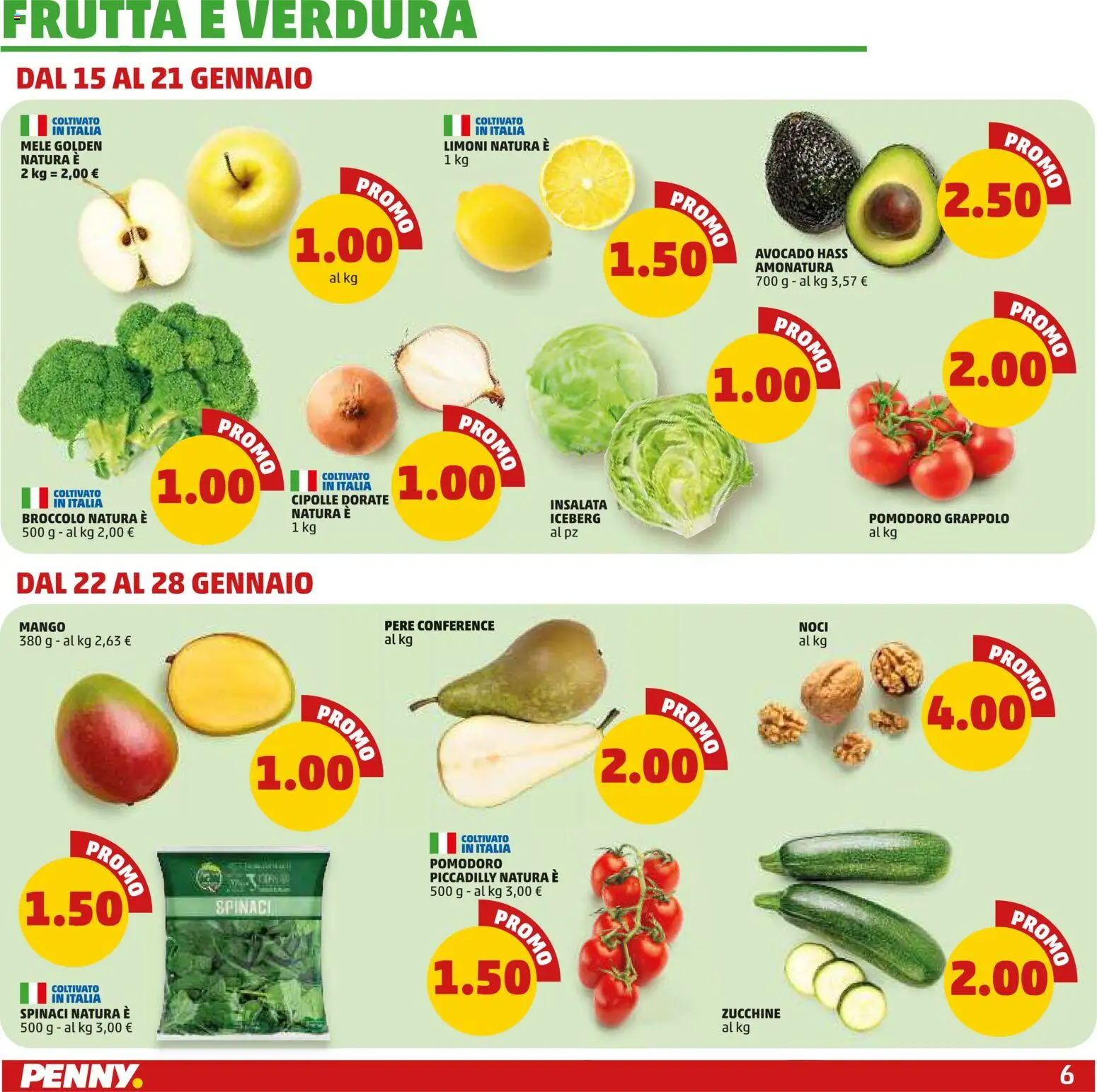 Volantino PENNY del 15.01.2026 | Pagina: 6 | Prodotti: Mele, Avocado, Mango, Spinaci