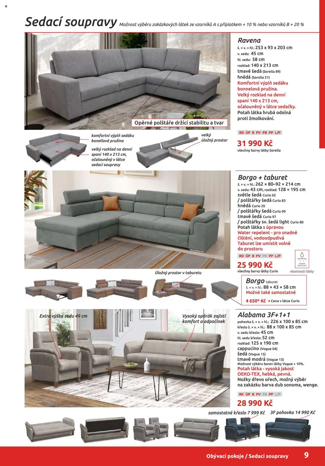ORFA nábytek katalog 2025-2026 od 01.10.2025 | Strana: 9 | Produkty: Polštáře, Taburet, Pohovka, Barvy