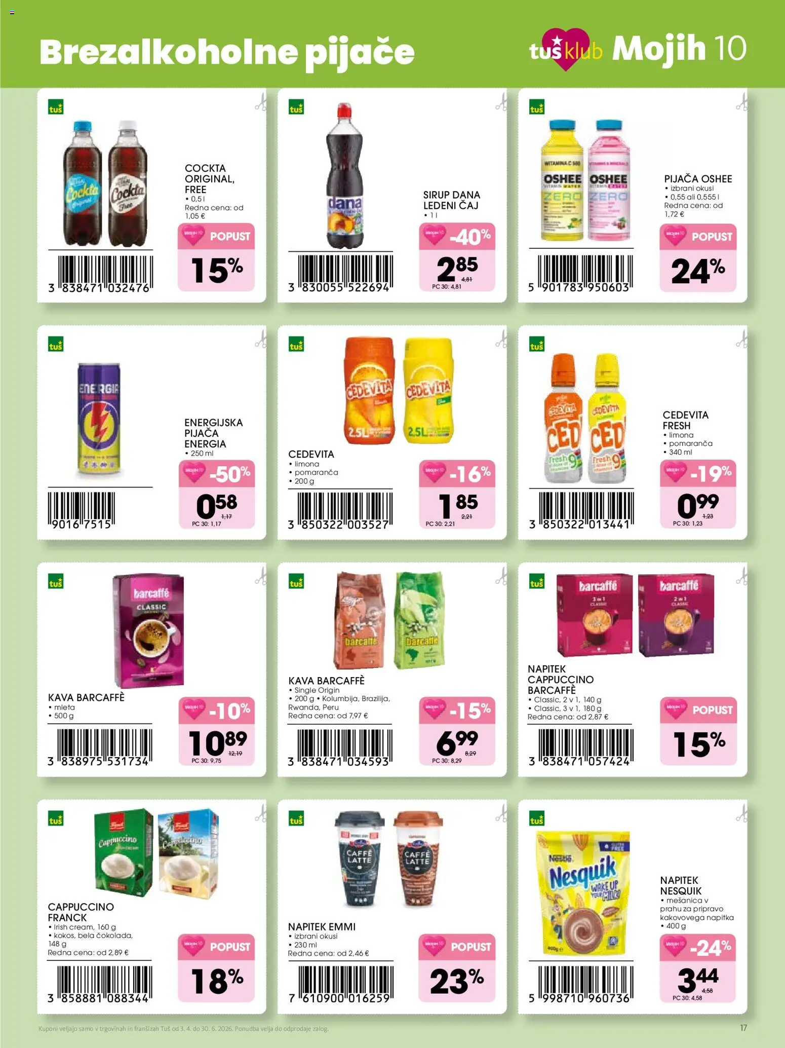 Novi Tuš katalog ponudbe – veljaven od 03.04.2026 | Stran: 17 | Izdelki: Sirup, Kava, Caj, Limona