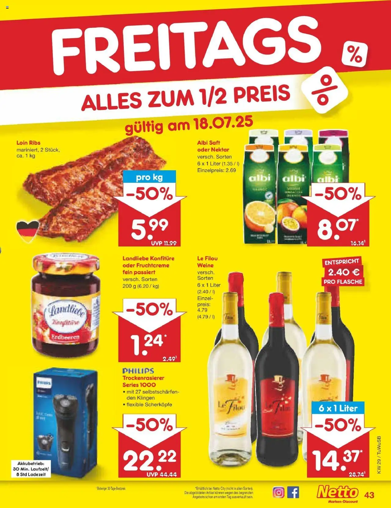 Netto Marken-Discount prospekt Calw-Stammheim	 - gültig ab dem 13.07.2025 | Seite: 65 | Produkte: Philips, Le filou, Saft, Erdbeeren