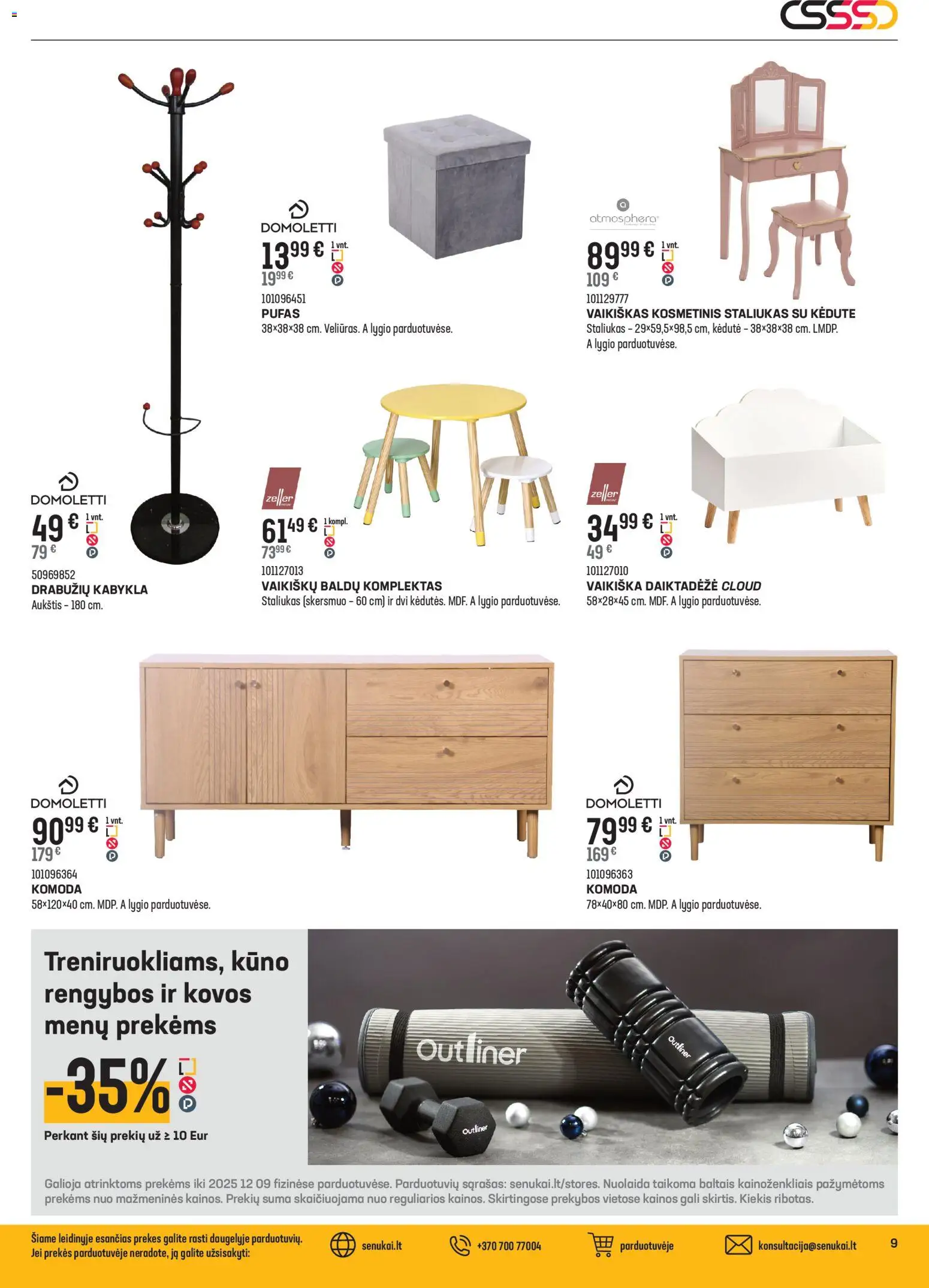 Senukai akcijos nuo 12.11.2025 | Puslapis: 9 | Prekių: Kabykla, Pufas, Komoda