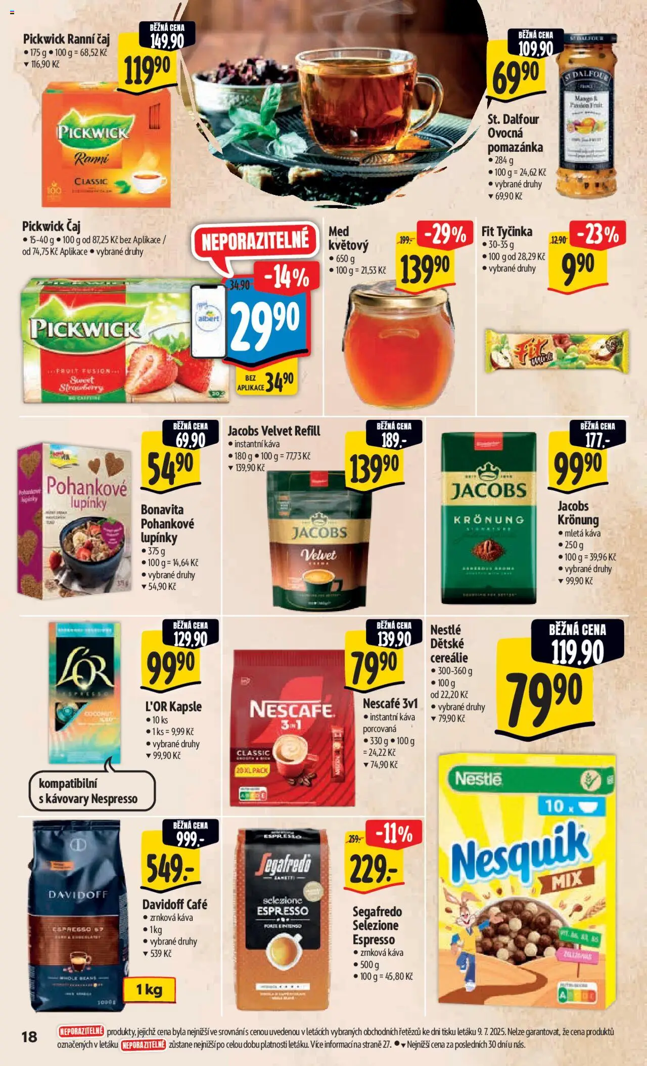 Albert leták - Hypermarket od 16.07.2025 | Strana: 26 | Produkty: Káva, Čaj, Cereálie, Nespresso
