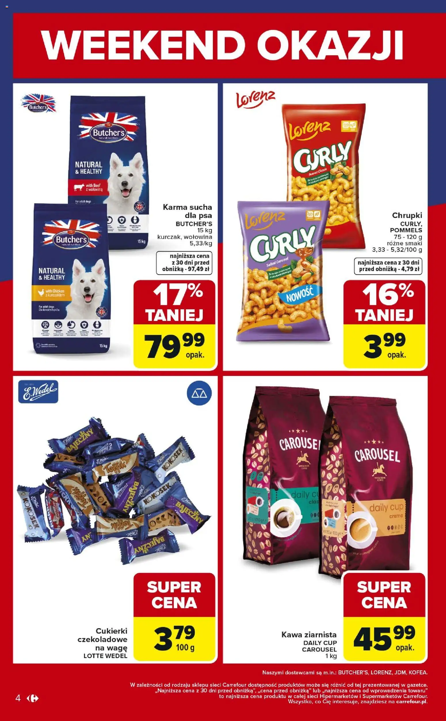 Carrefour Gazetka - Weekend okazji od 22.01.2026 | Strona: 4 | Produkty: Kawa ziarnista, Kawa, Wołowina, Cukierki