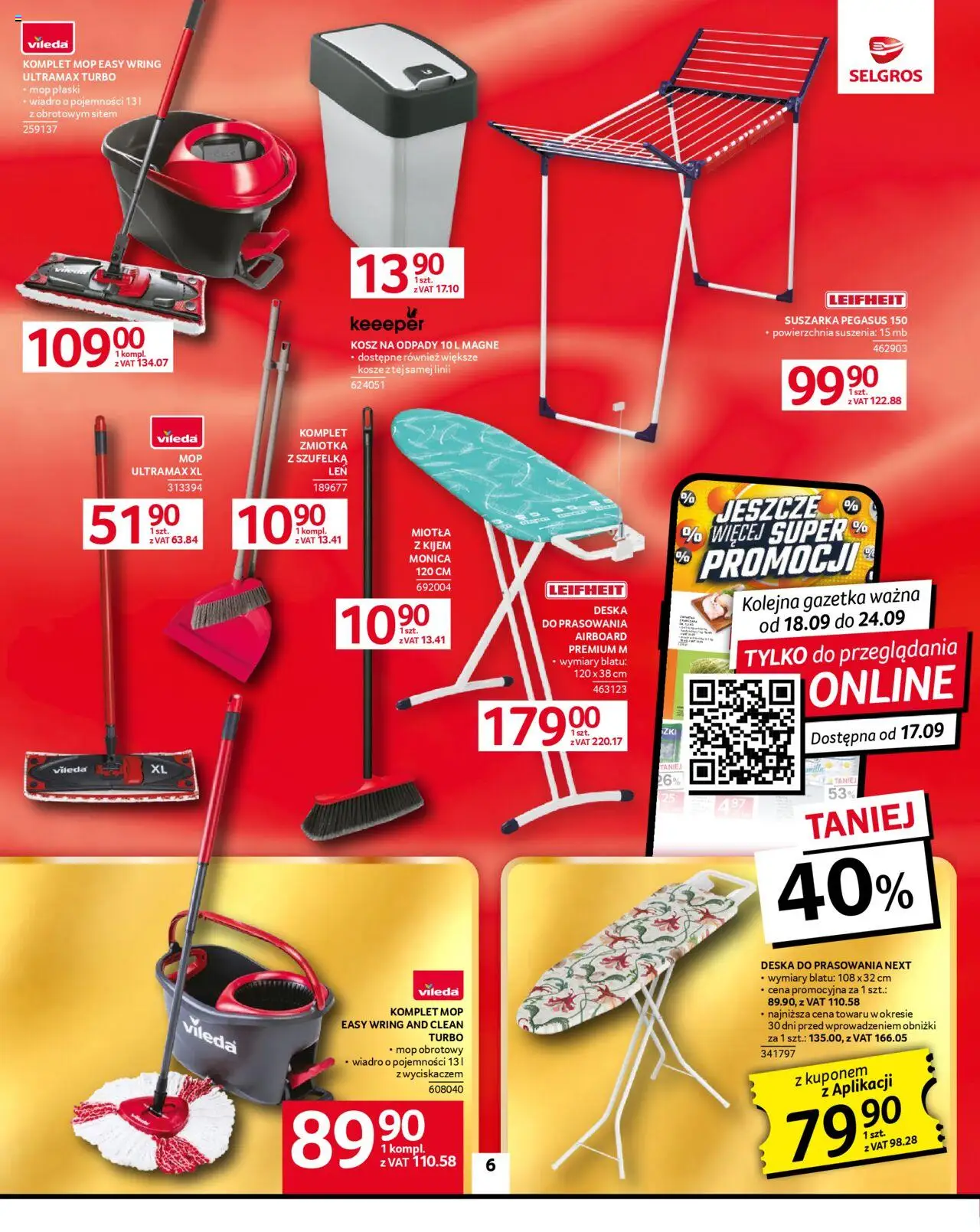 Selgros cash&carry Gazetka - Oferta przemysłowa od 11.09.2025 | Strona: 10 | Produkty: Suszarka, Kosz, Mop obrotowy, Vileda