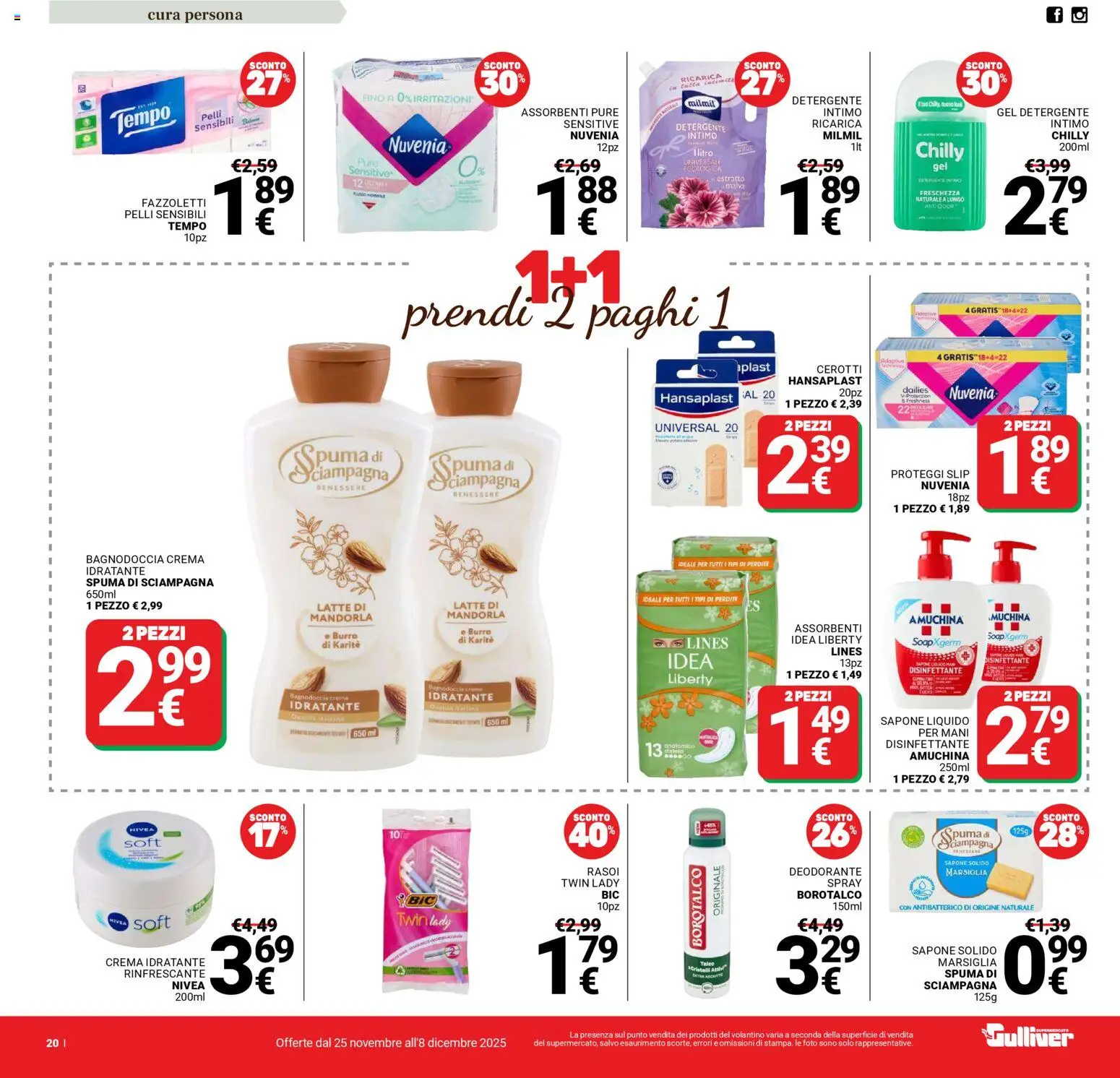 Volantino Gulliver del 25.11.2025 | Pagina: 20 | Prodotti: Deodorante, Detergente, Cerotti, Burro