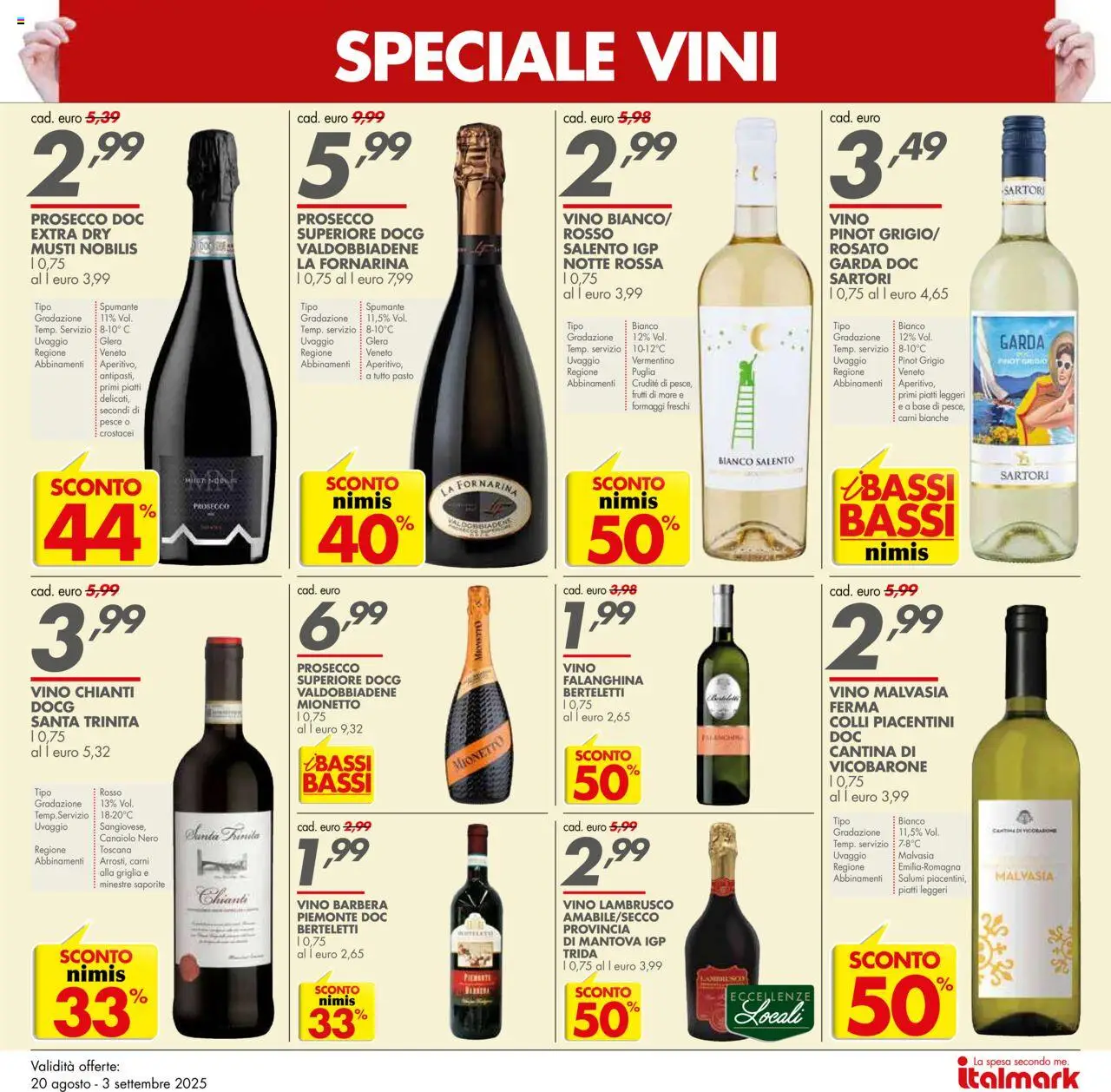 Volantino Italmark del 20.08.2025 | Pagina: 5 | Prodotti: Frutti di mare, Vino, Spumante, Vino bianco
