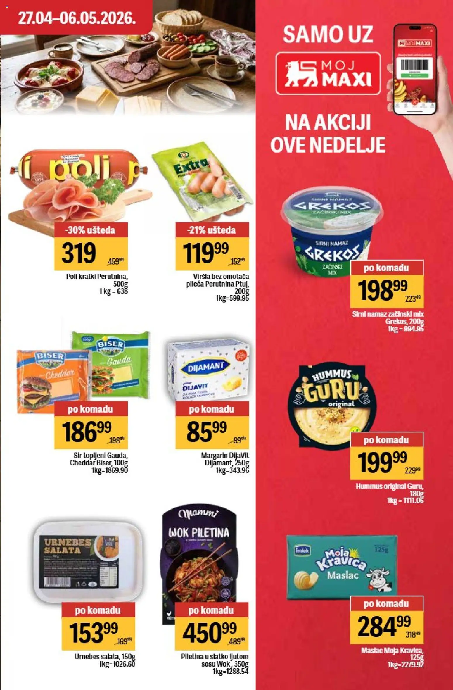 Maxi katalog - važi od 27.04.2026 | Strana: 23 | Proizvode: Salata, Hummus, Wok, Piletina