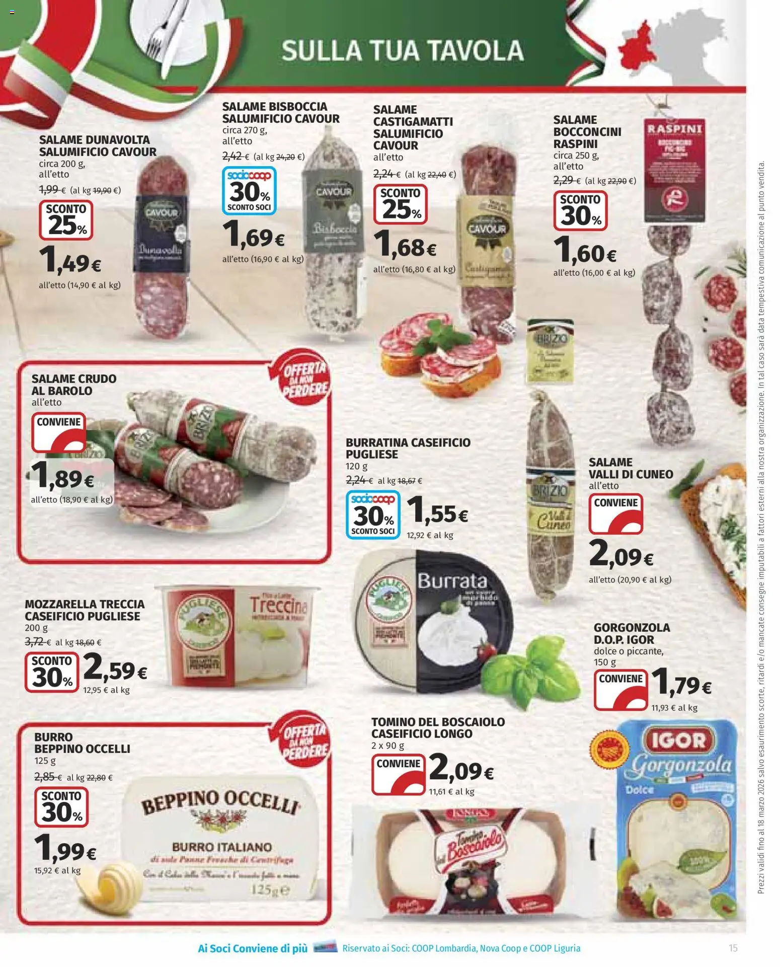 Volantino COOP del 05.03.2026 | Pagina: 15 | Prodotti: Salame, Mozzarella, Burro, Burrata