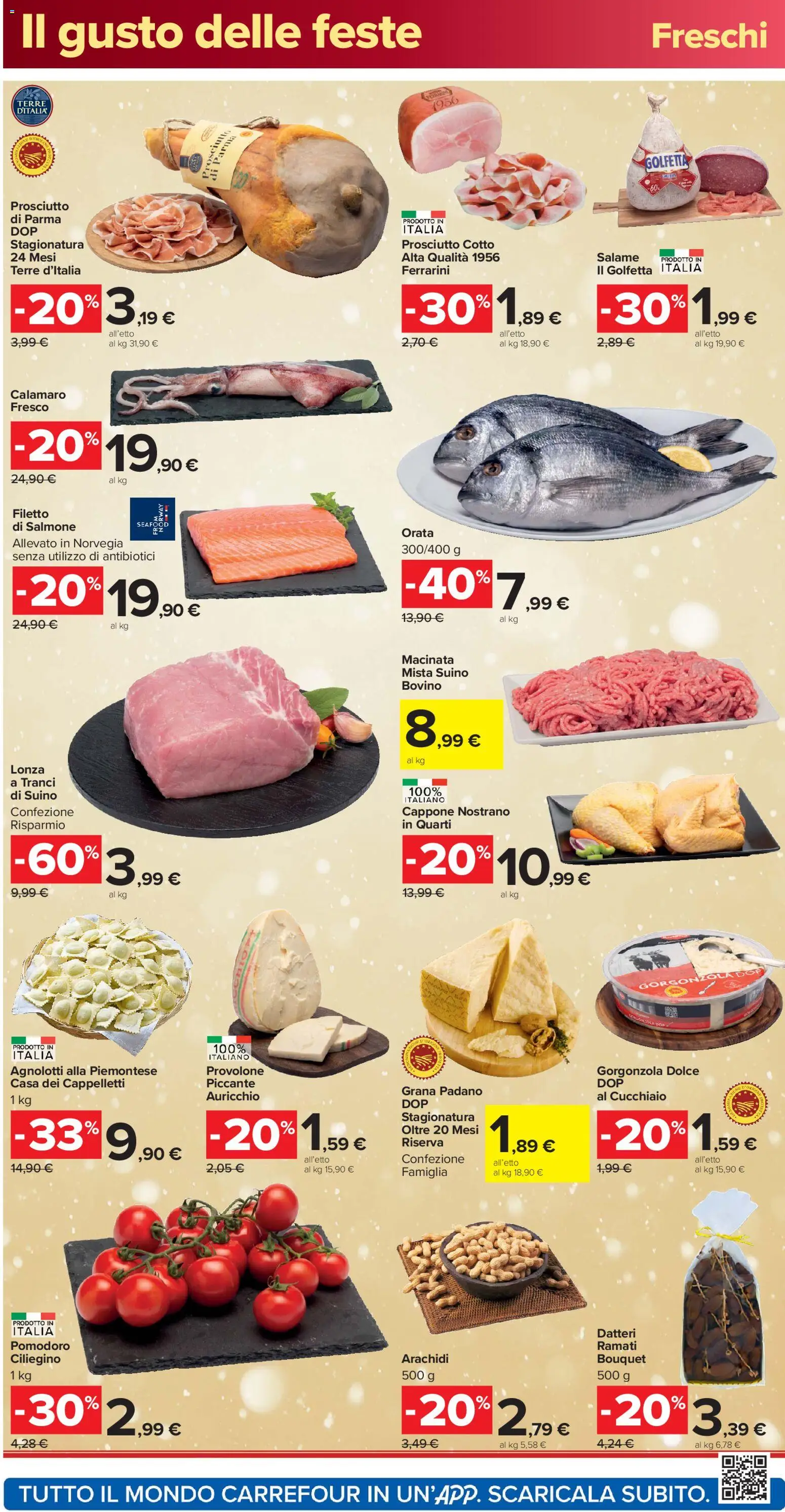 Volantino Carrefour del 16.12.2025 | Pagina: 2 | Prodotti: Prosciutto di Parma, Prosciutto Cotto, Prosciutto, Arachidi