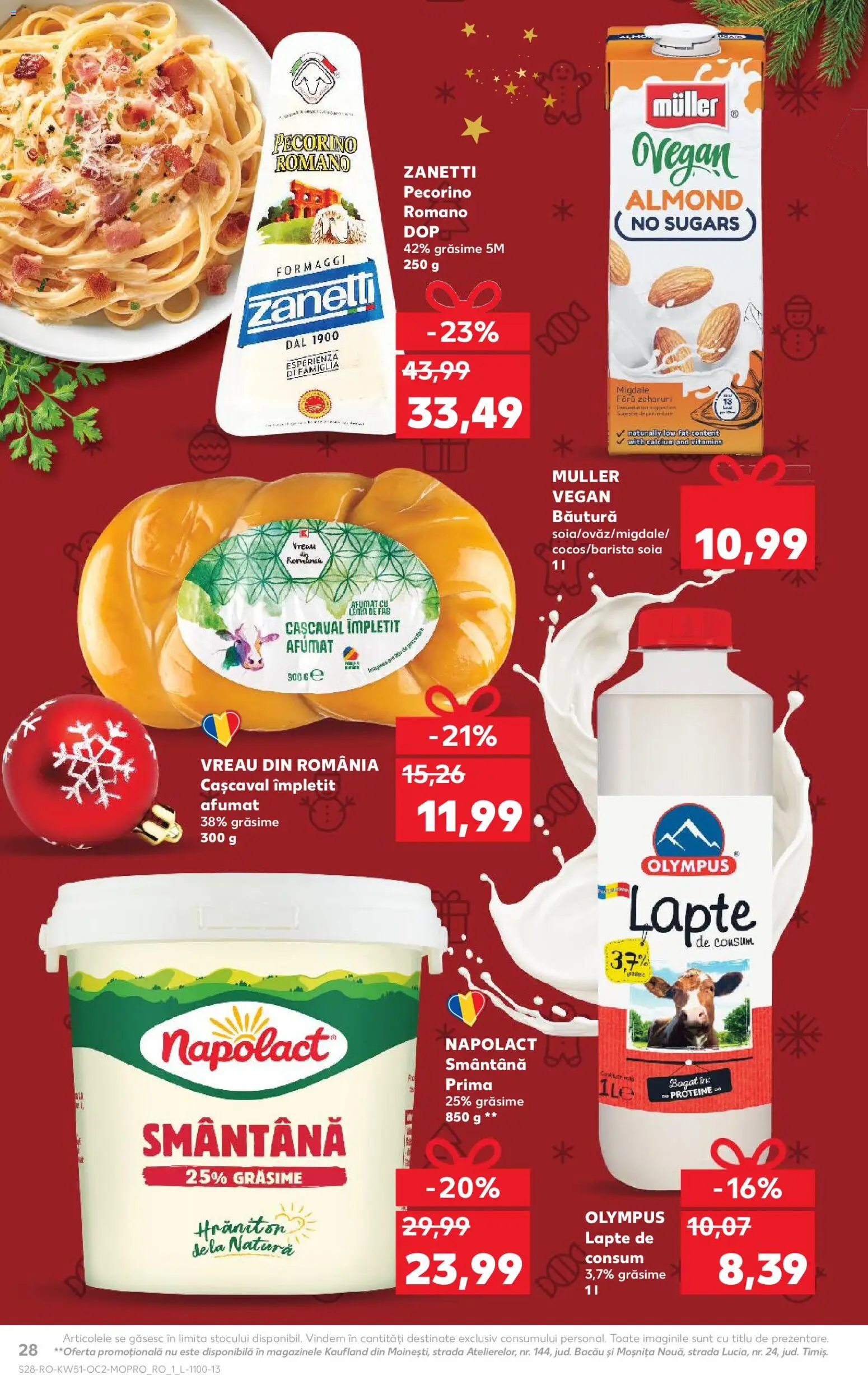 Kaufland RO akciós ujság - amely érvényes a következő dátumtól: 17.12.2025 | Oldal: 28 | Termékek: Pecorino, Vegán