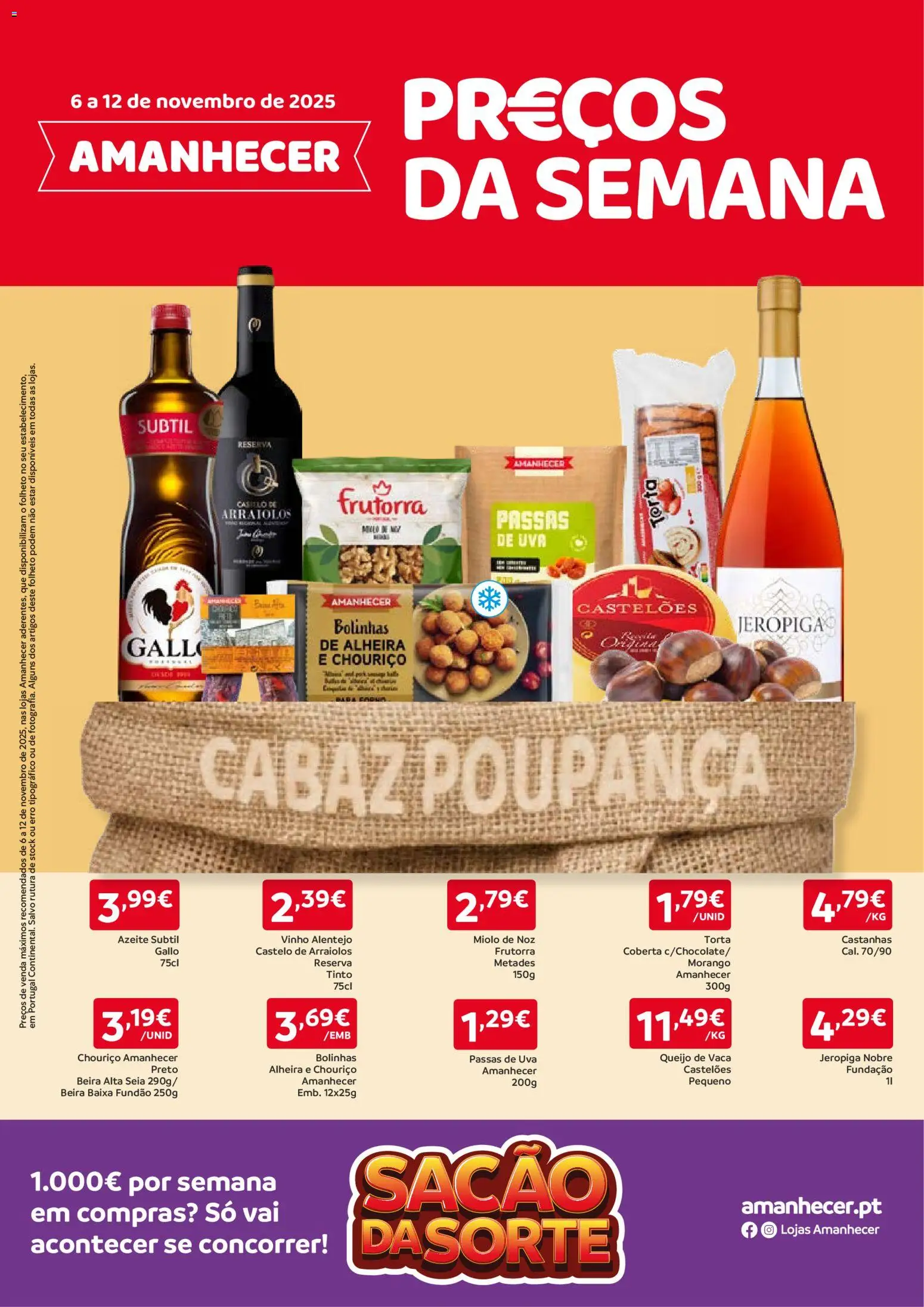 Amanhecer folheto │ válido de 06.11.2025 | Página: 1 | Produtos: Azeite, Queijo, Chouriço, Alheira