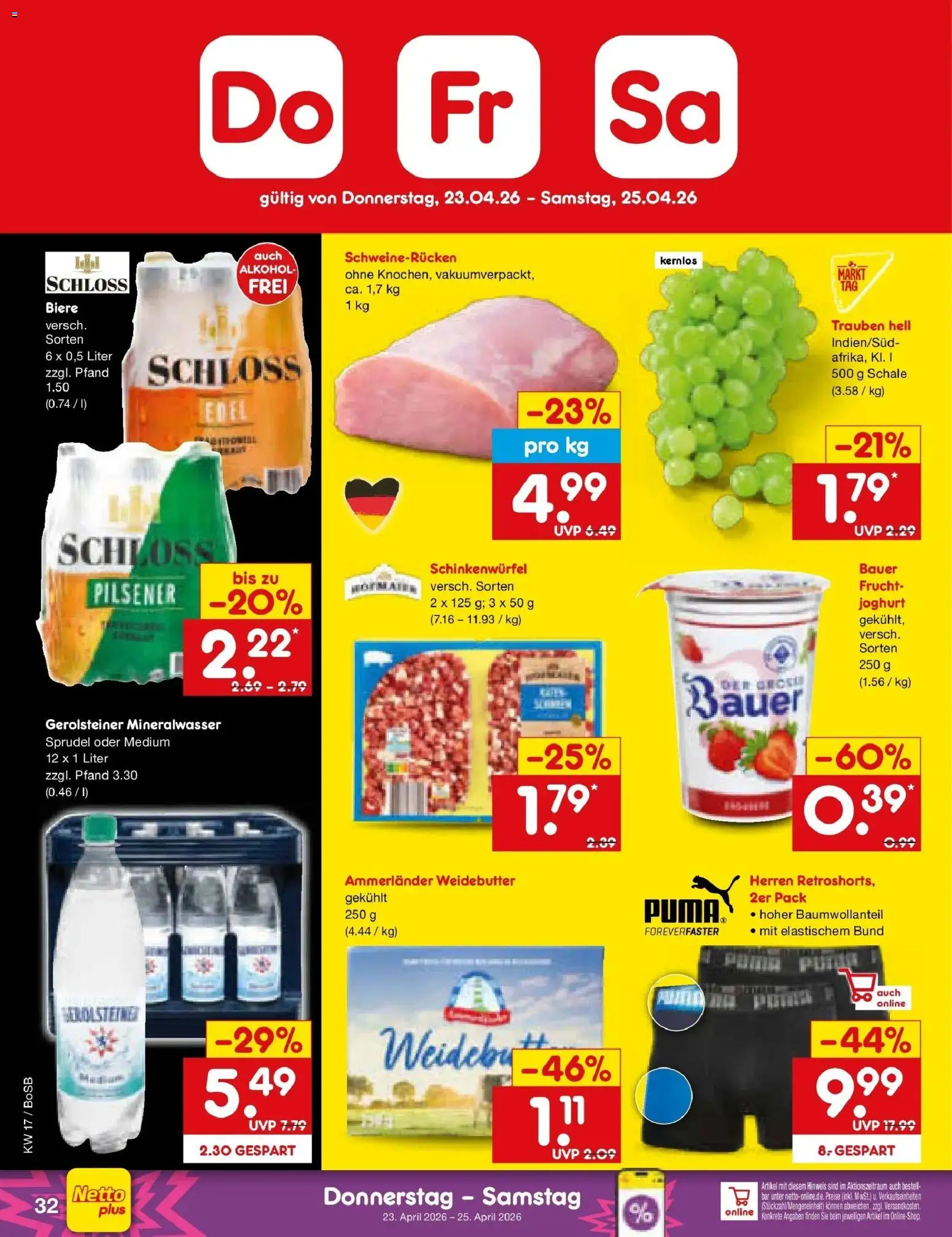 Netto Marken-Discount Prospekt Stadtlohn	 – gültig ab 20.04.2026 | Seite: 48 | Produkte: Joghurt, Trauben, Mineralwasser, Gerolsteiner