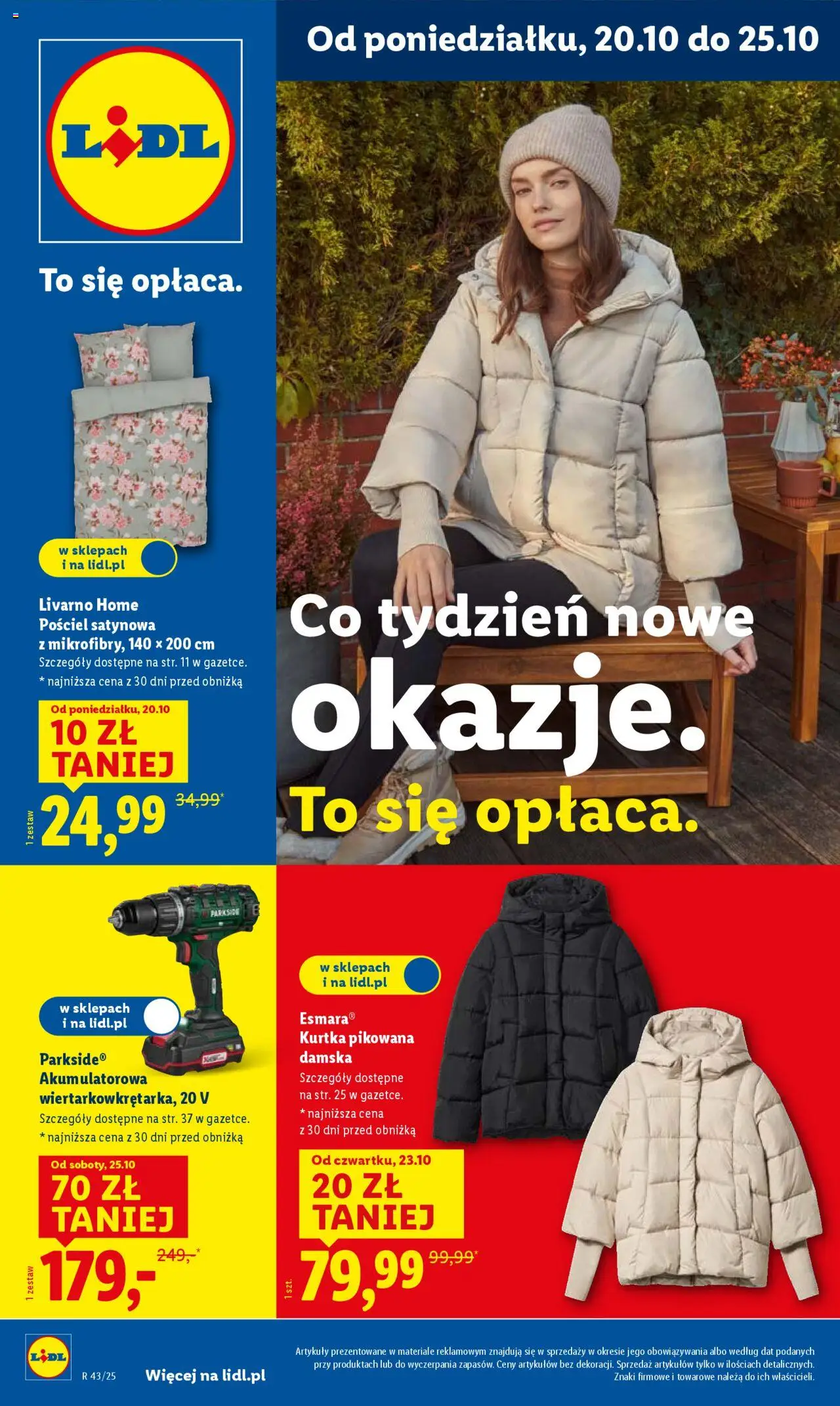 Lidl Katalog od 20.10.2025 | Strona: 1 | Produkty: Pościel, Kurtka, Pościel satynowa