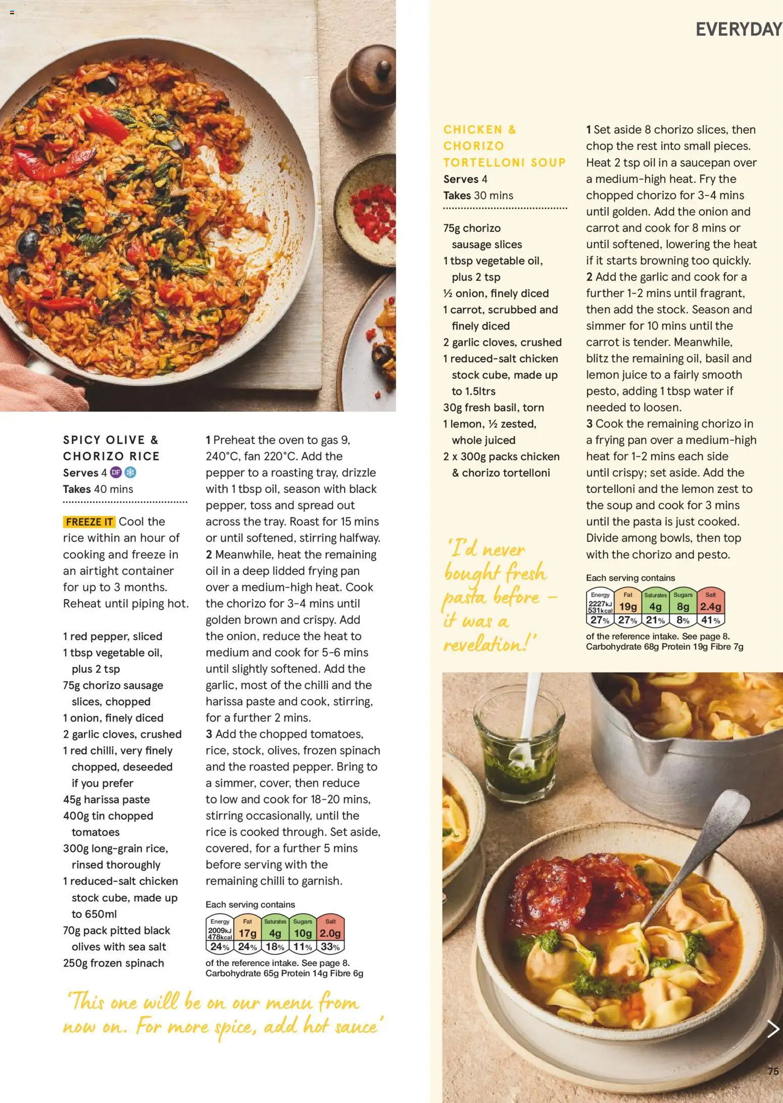 {H1} | Page: 75 | Products: Pasta, Carrot, The oven, Pepper