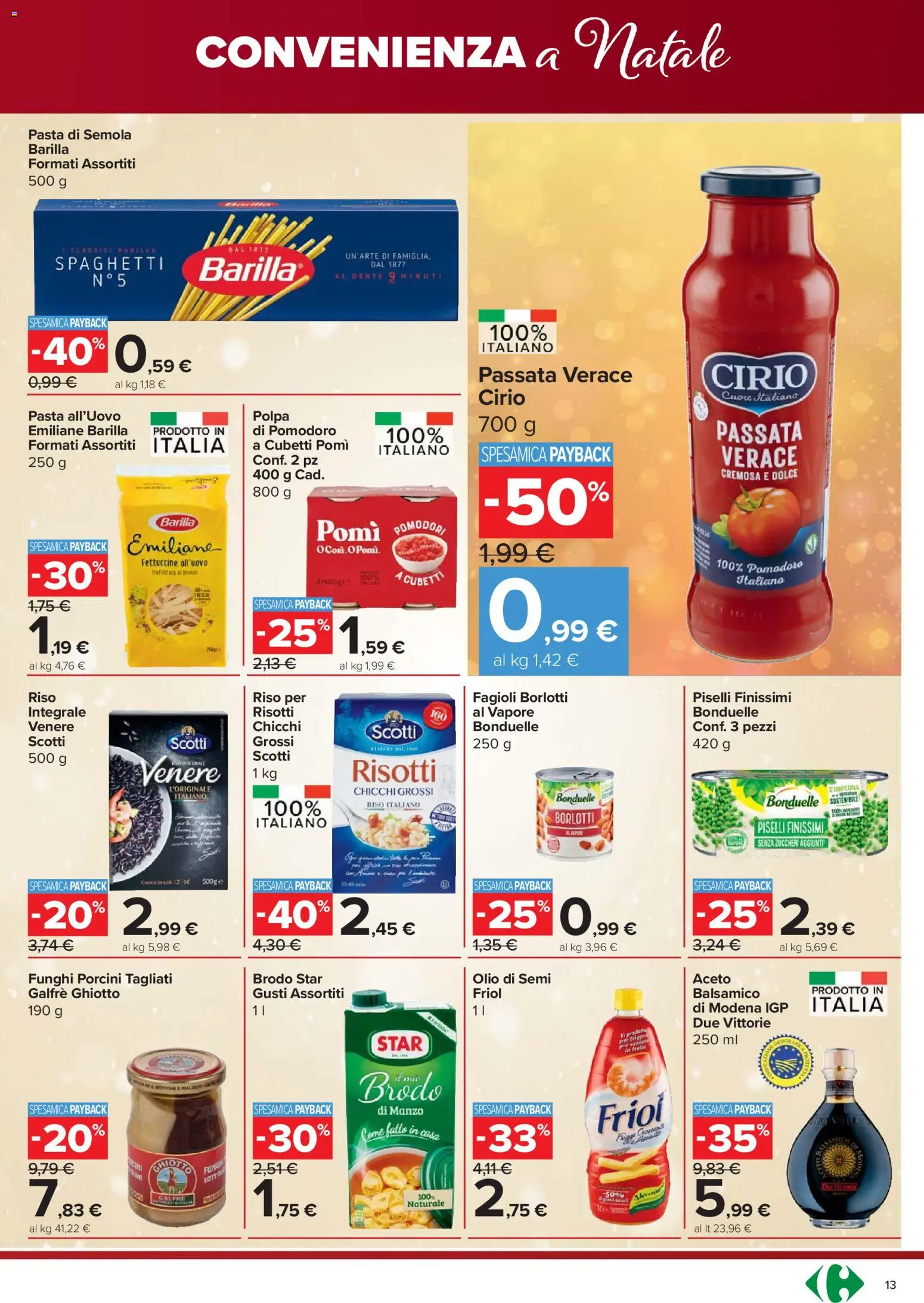 Volantino Carrefour del 18.12.2025 | Pagina: 13 | Prodotti: Fagioli, Pomodoro, Funghi, Aceto